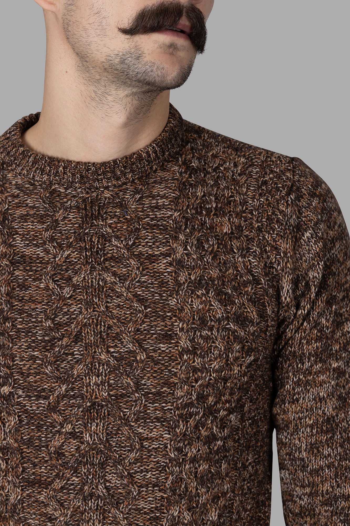 Melange Cable-knit Sweater