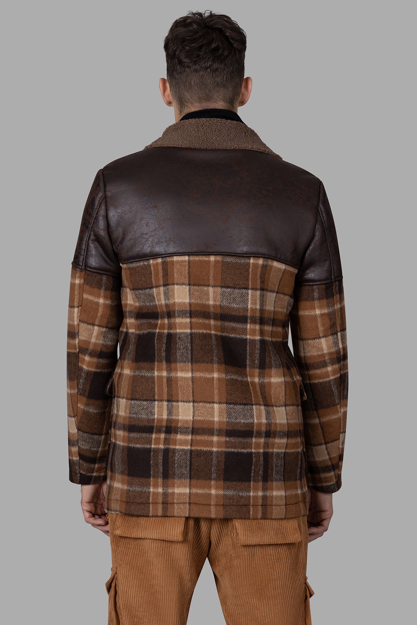 Plaid Leather Coat