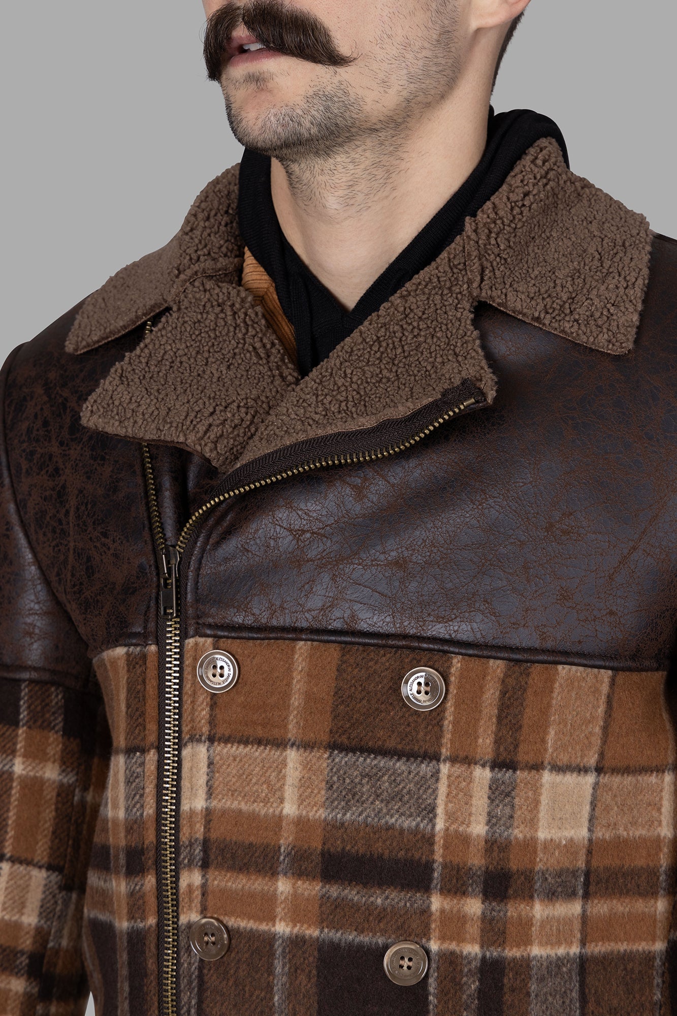 Plaid Leather Coat
