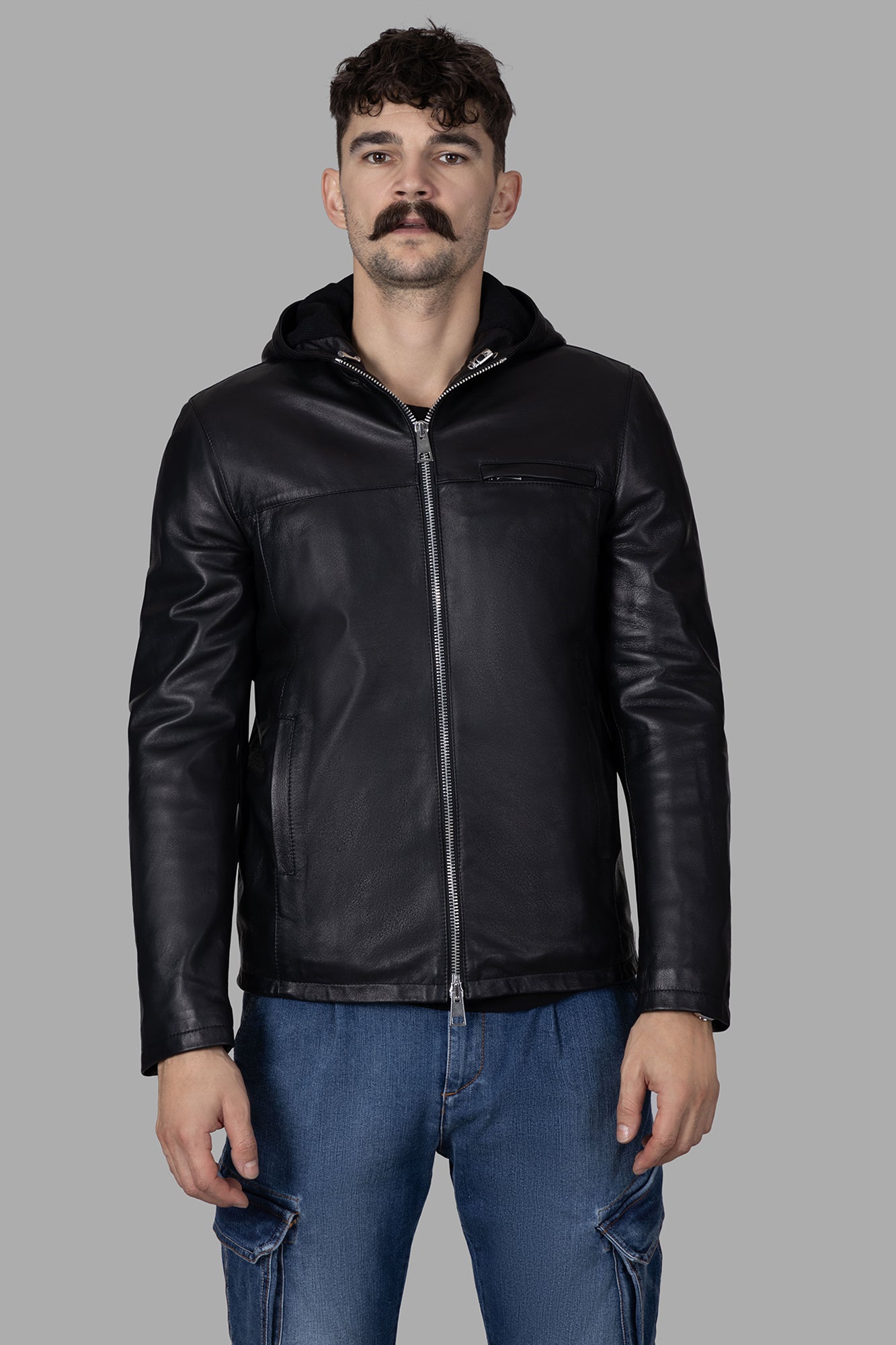 Hooded Leather Jacket