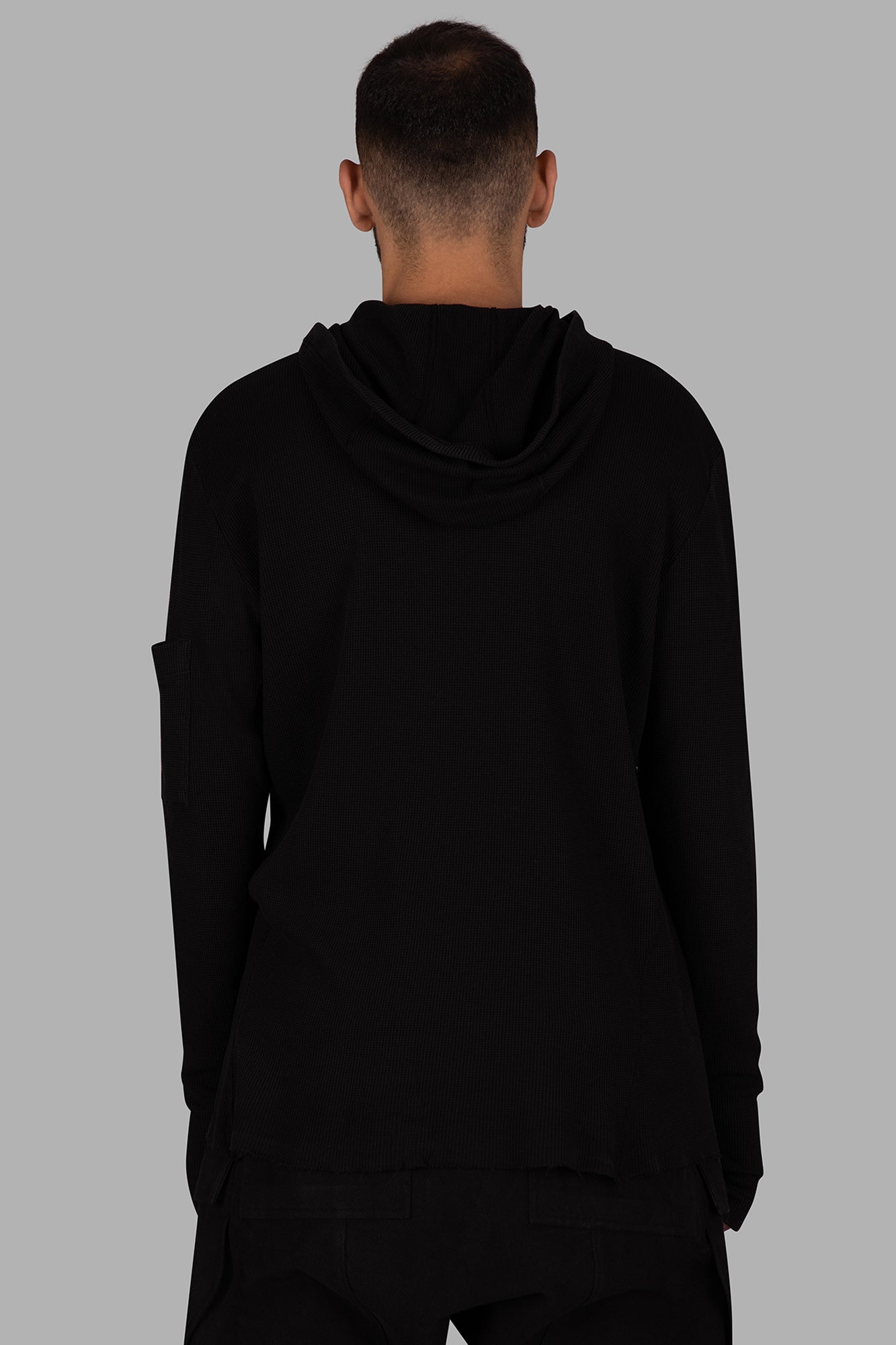 Waffle-effect Hooded Blouse