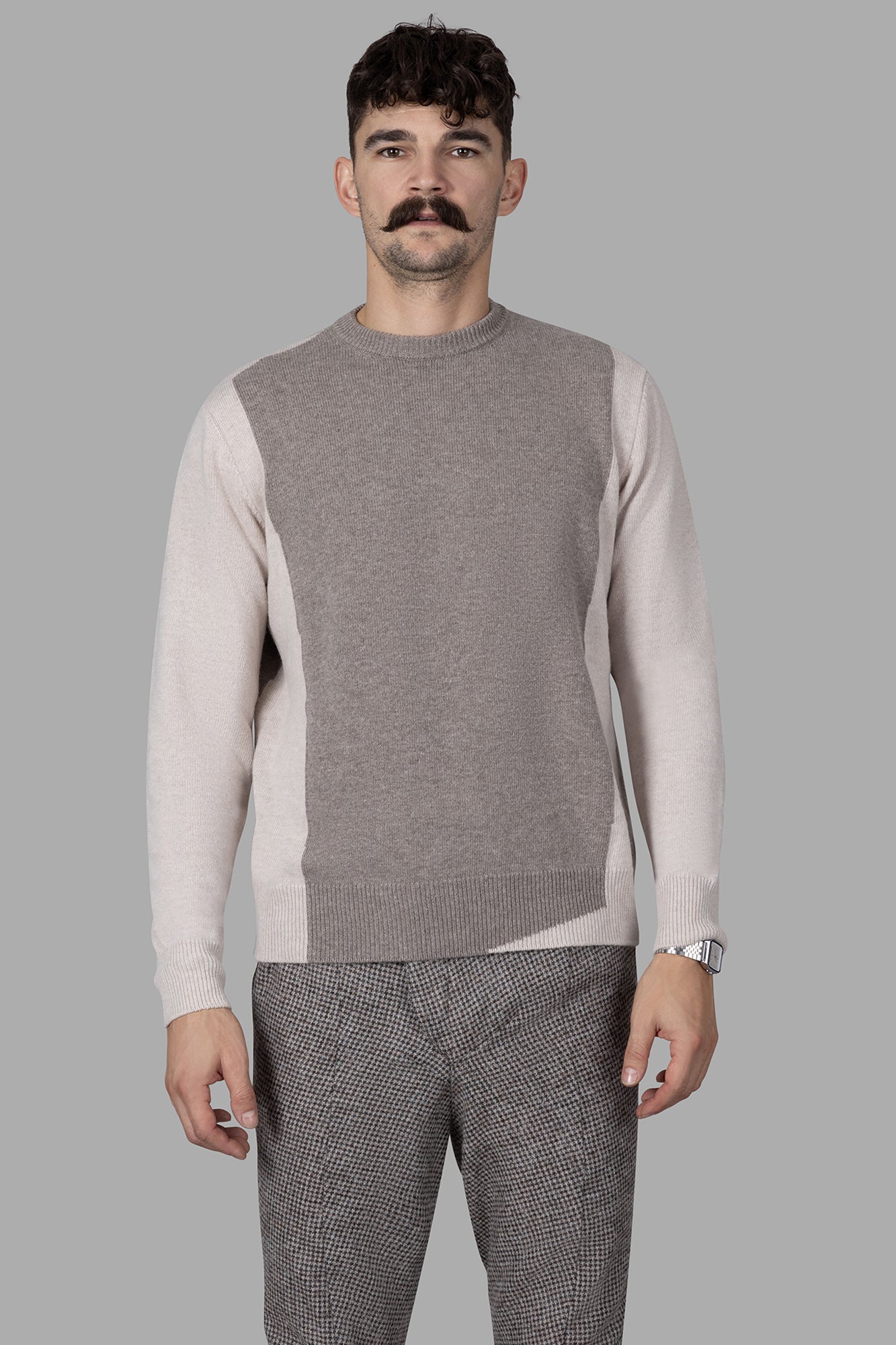Grey Color-block Sweater