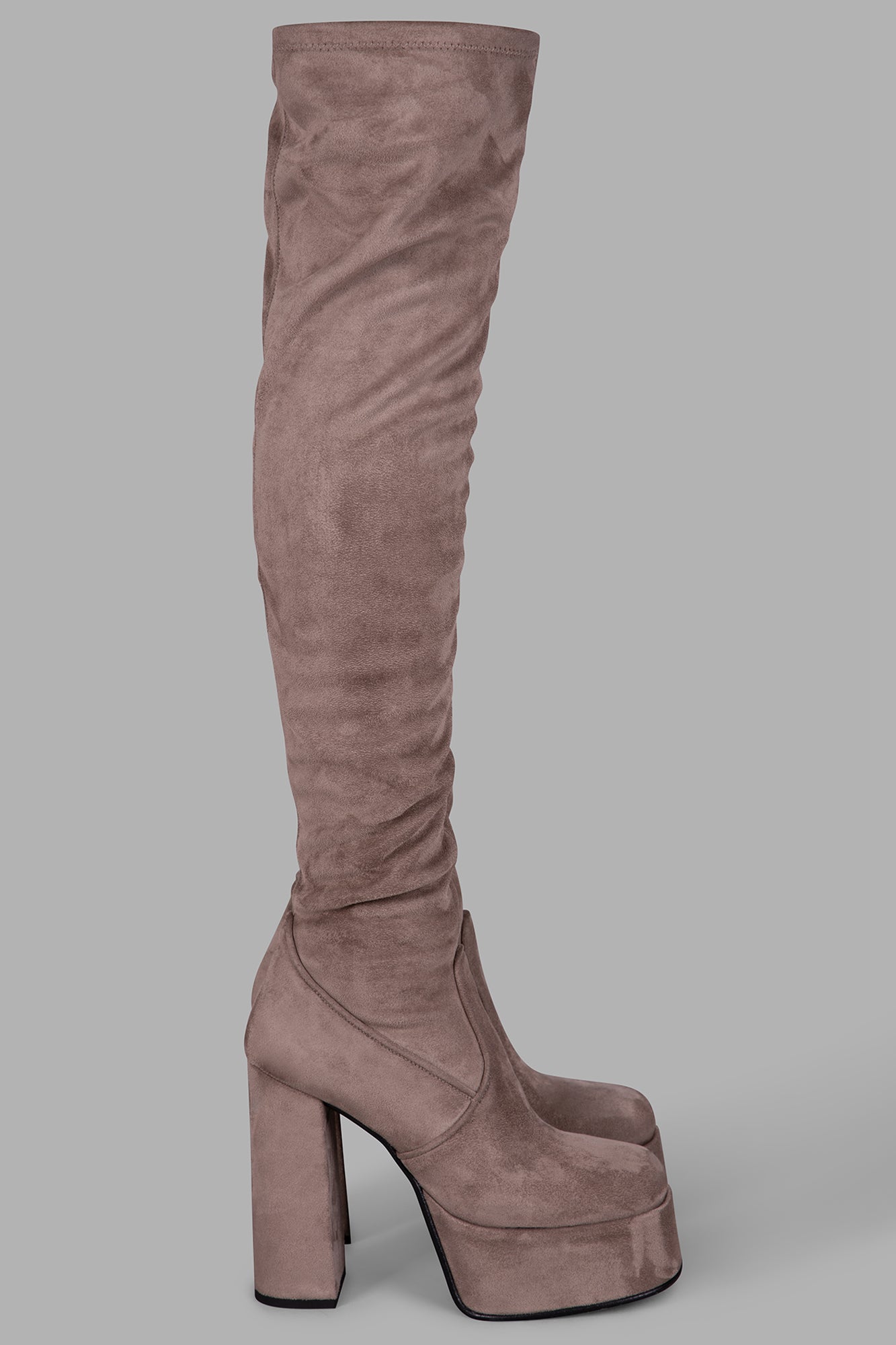 Beige Thigh-High Boots
