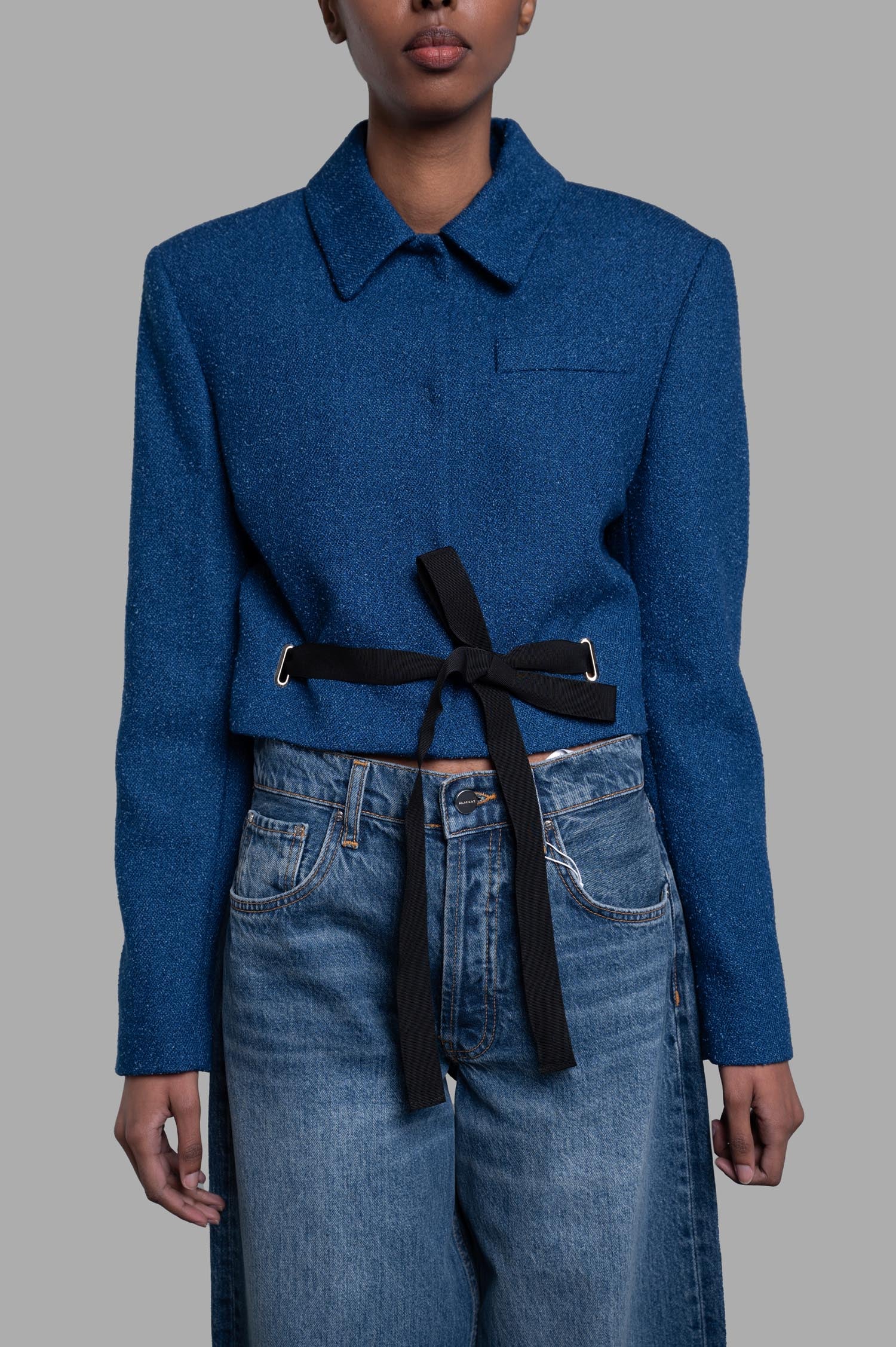 Cropped Drawstring Blazer