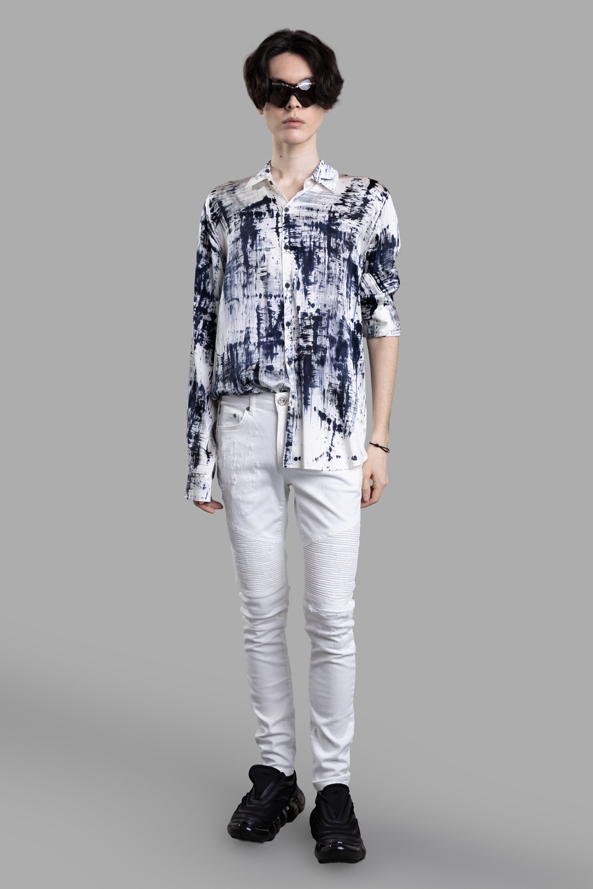 Abstract-print Silk Shirt