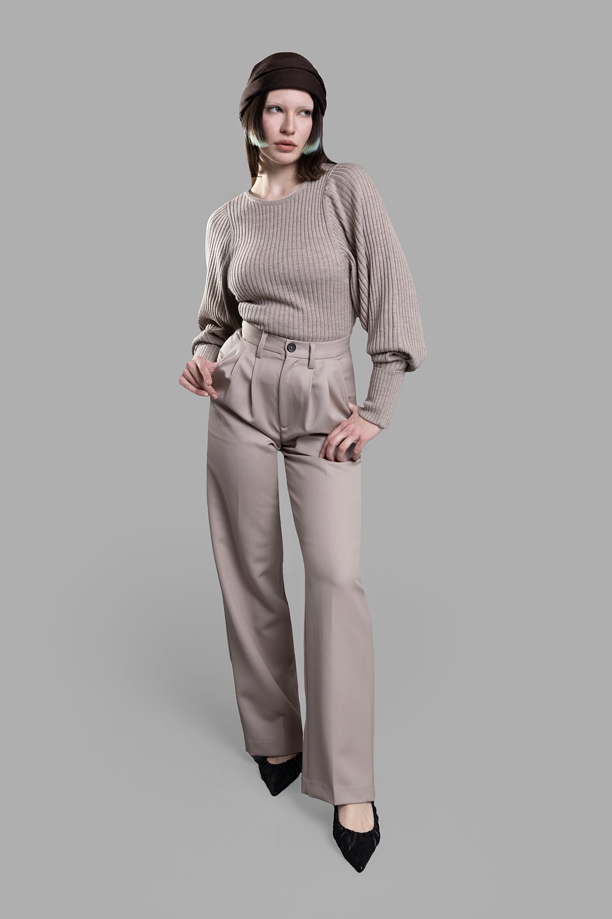 Pleated Taupe Pants