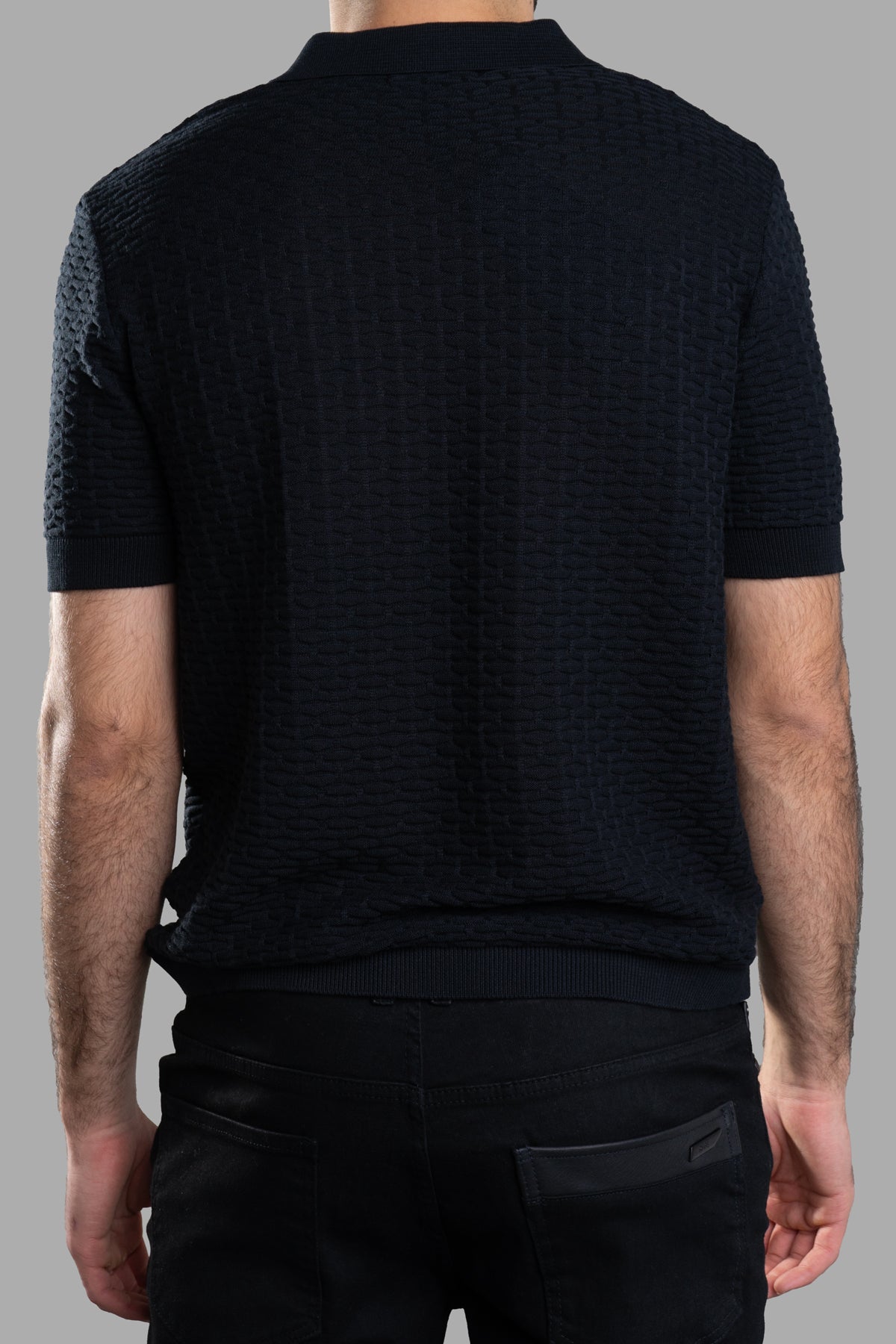 Black Knit Polo Shirt