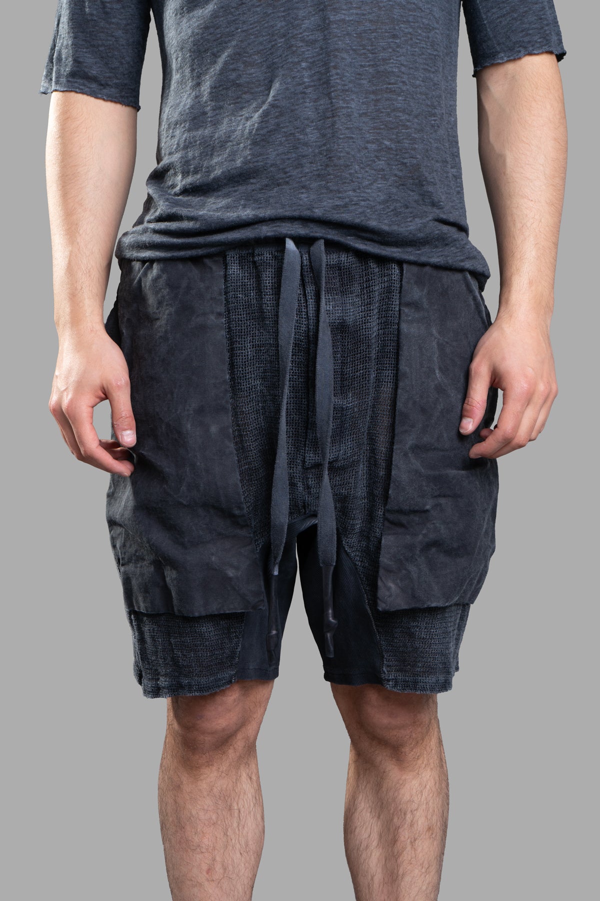 Linen Drop-crotch Shorts