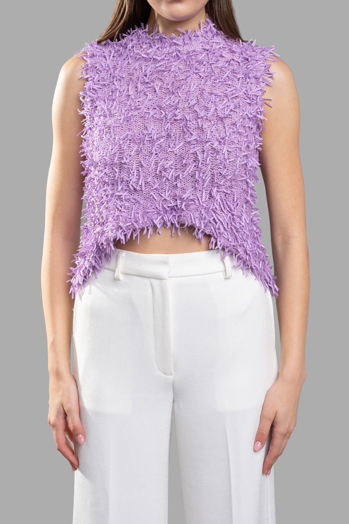 Textured-finish Knitted Top