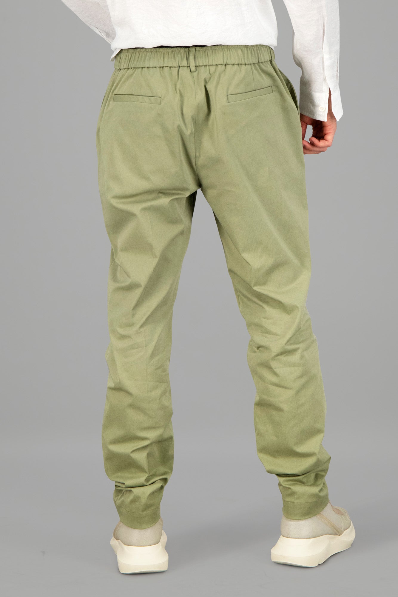 Olive Green Straight-Leg Trousers
