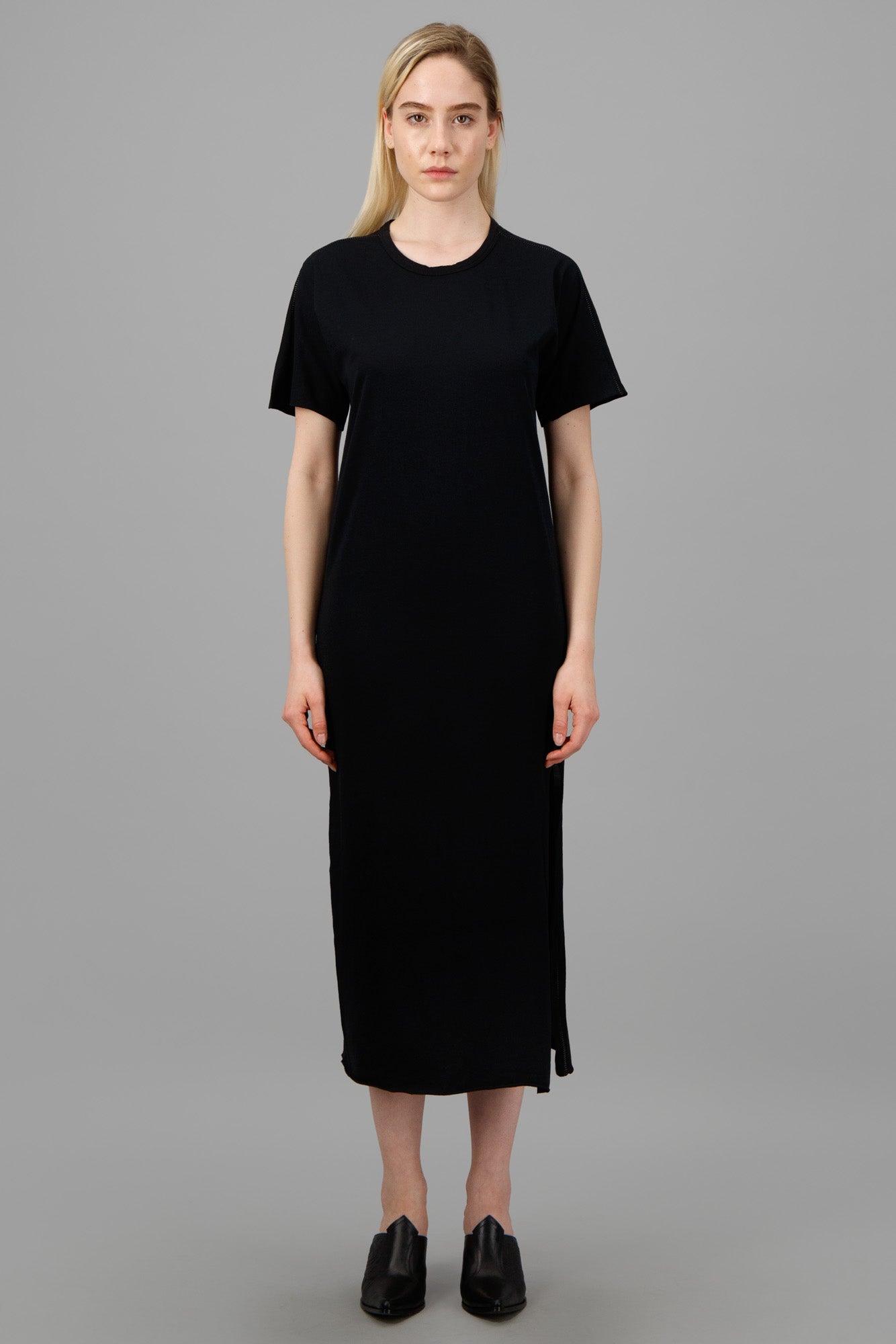 Black Side-Slit T-shirt Dress