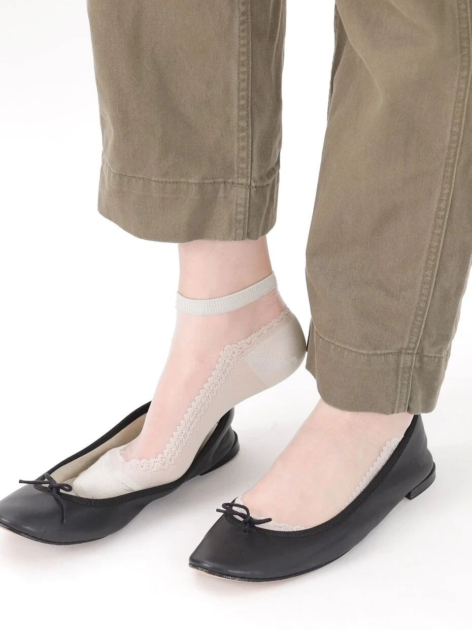 Front Tulle Ballerina Ankle Socks