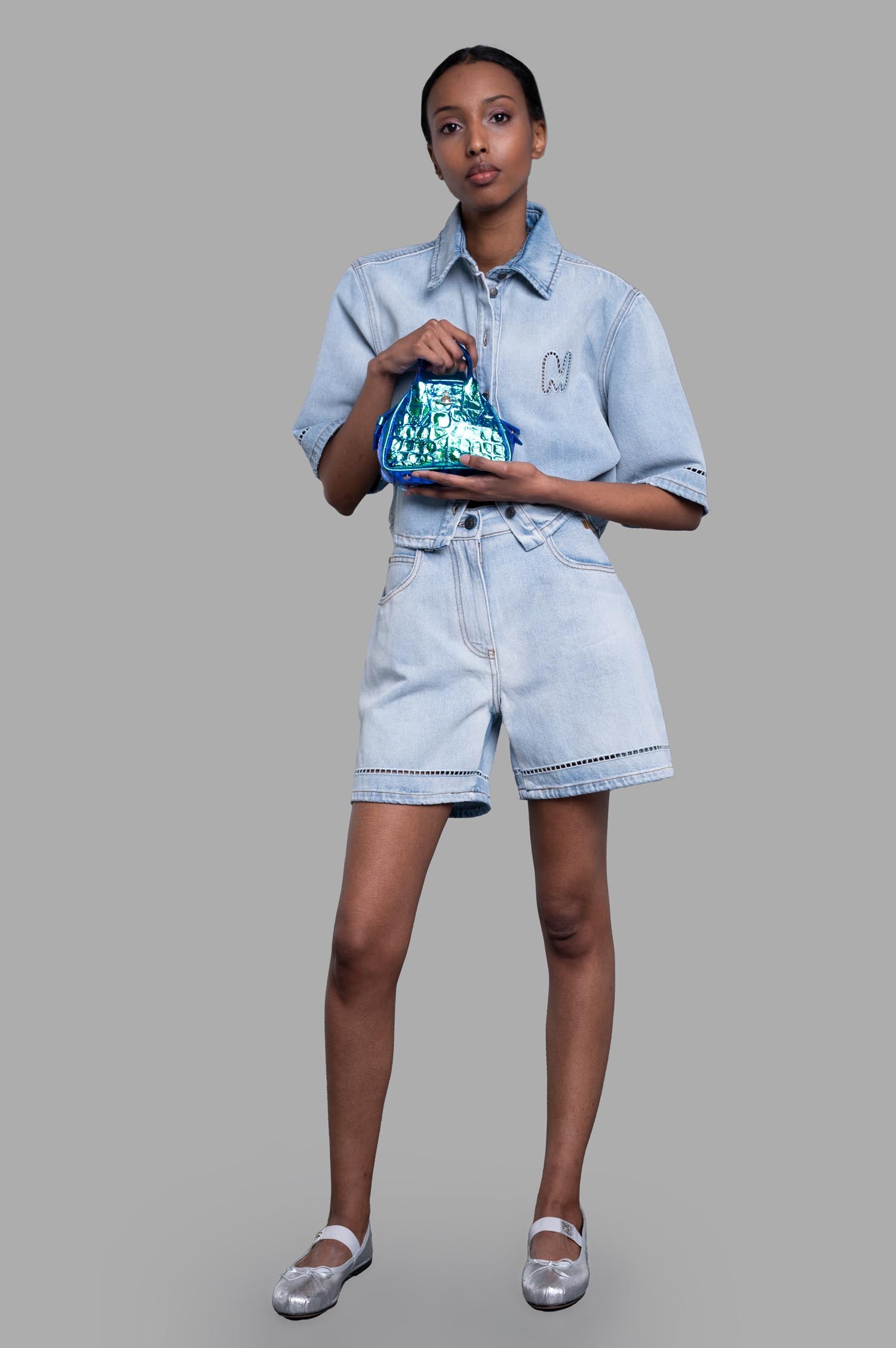 Cropped Denim Shirt