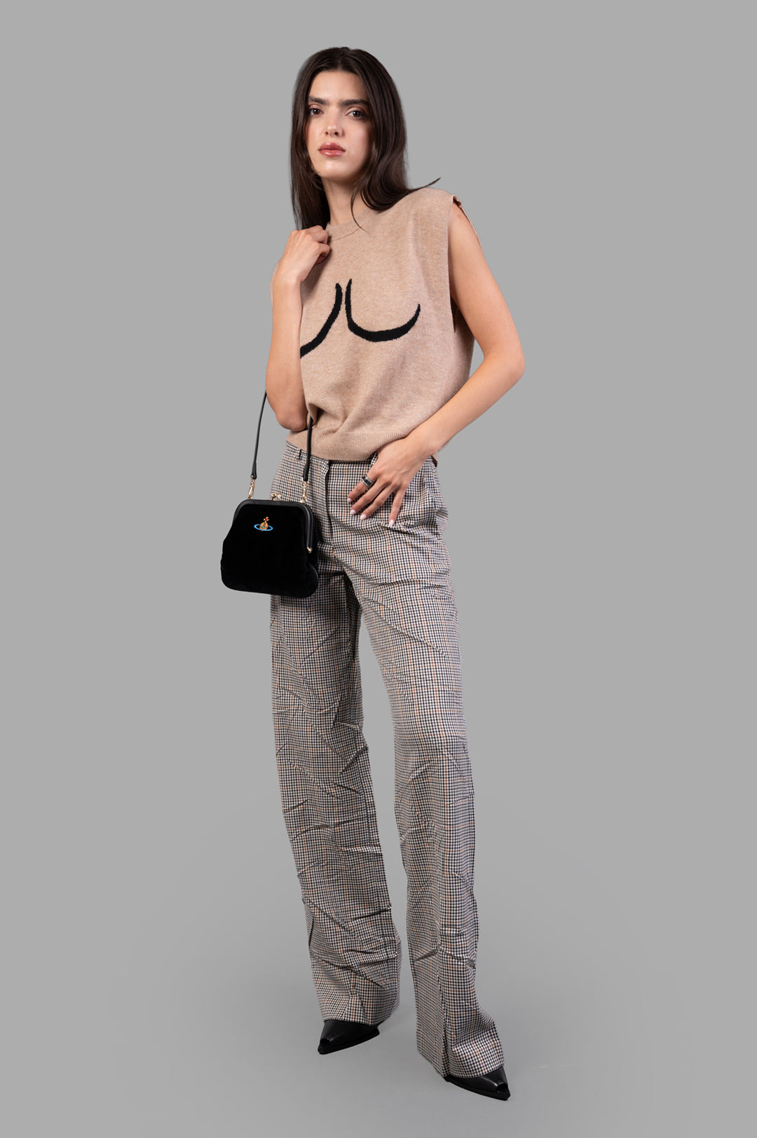 Creased Plaid Trousers