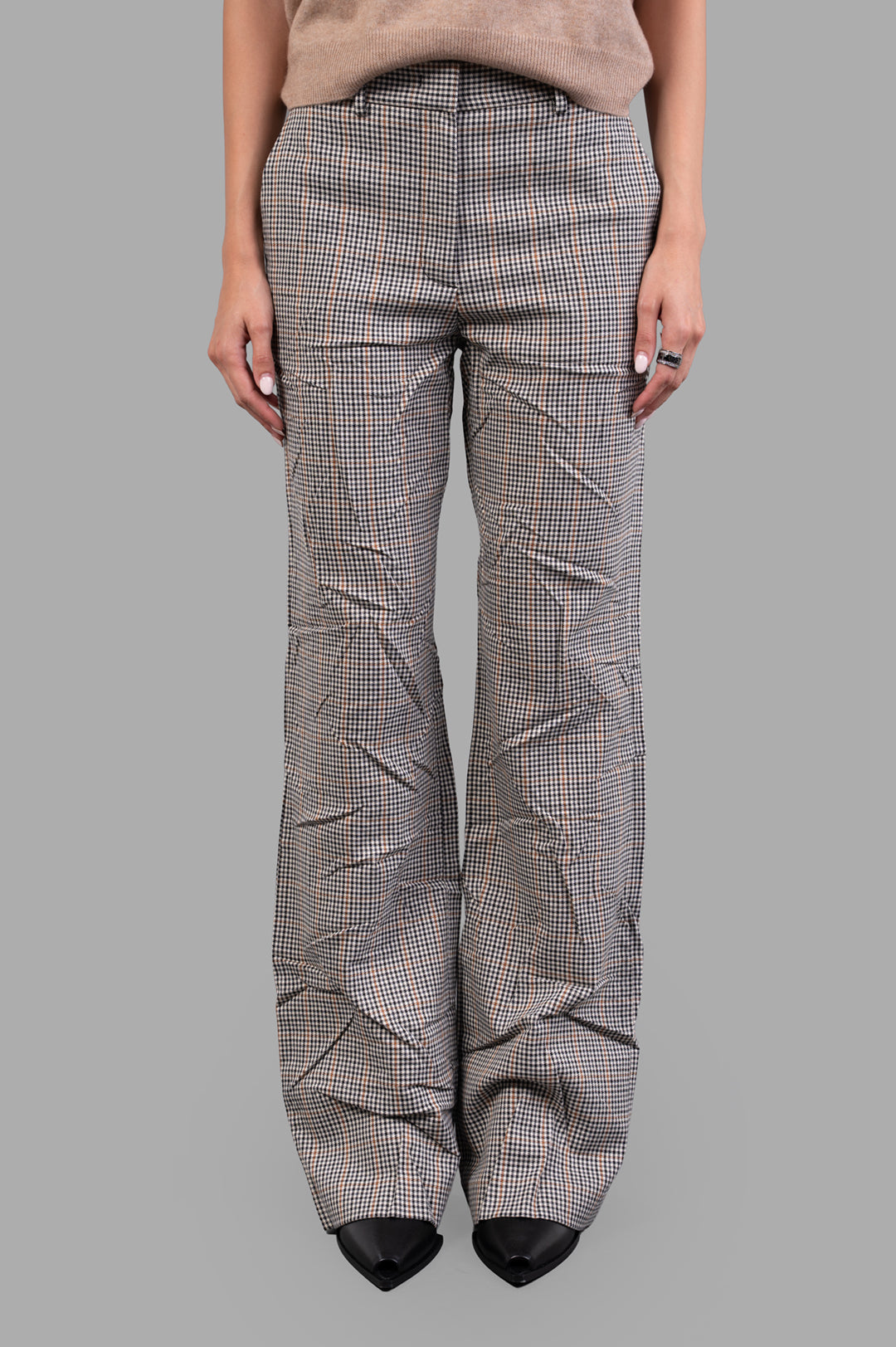 Creased Plaid Trousers