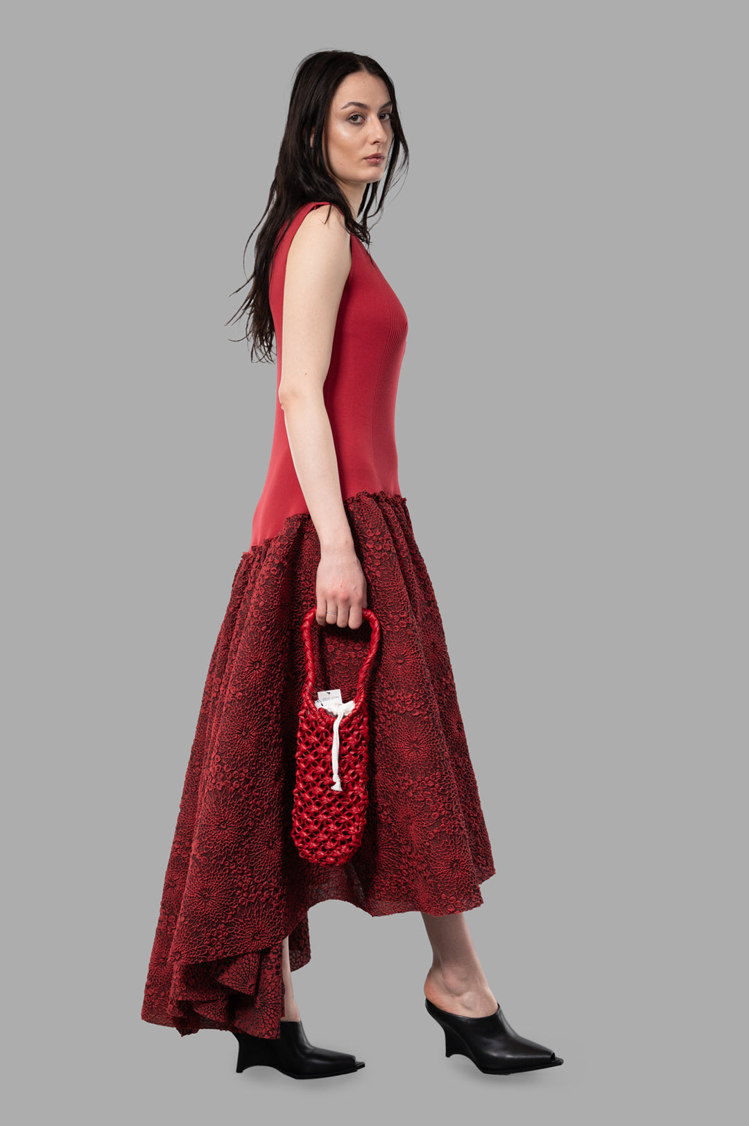 Long Bustier Dress in Red