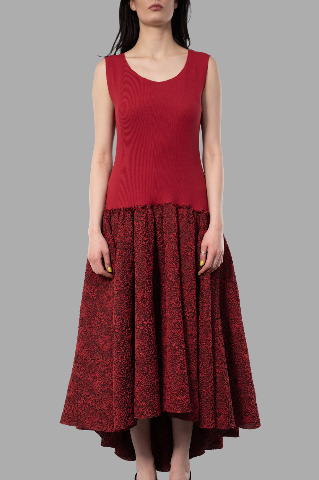 Long Bustier Dress in Red