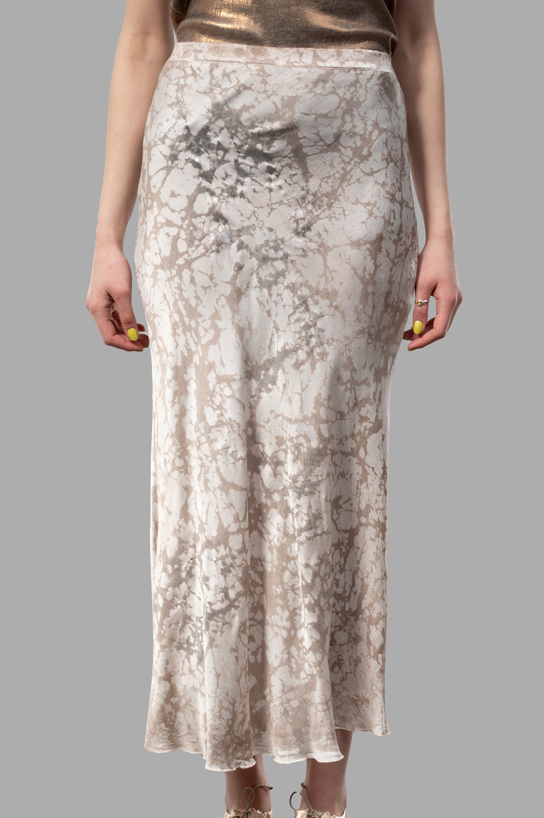 Marble-print Silk Skirt
