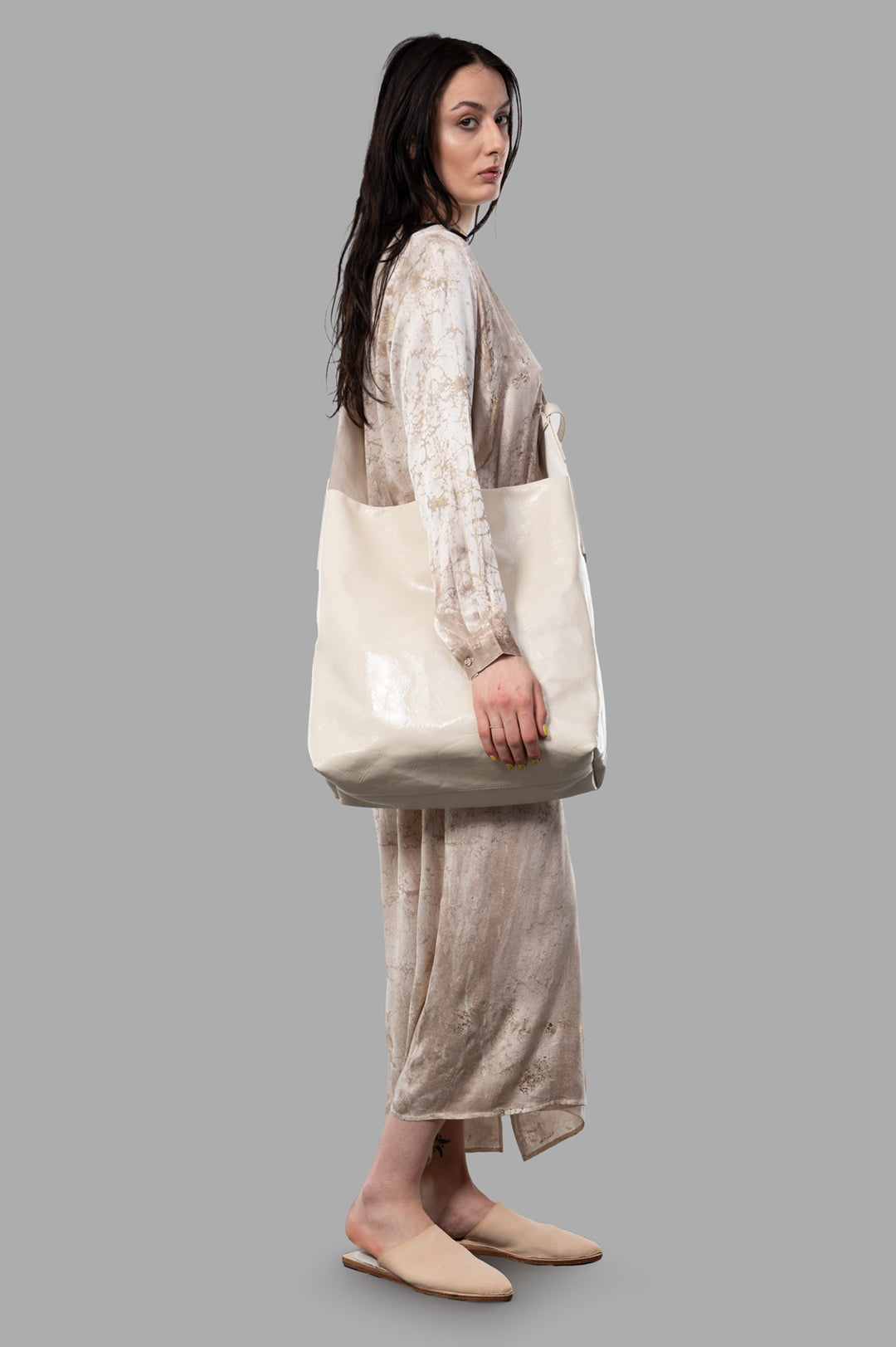 Marble-print Silk Dress