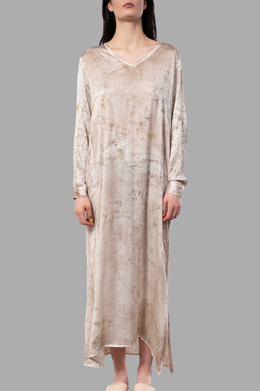 Marble-print Silk Dress