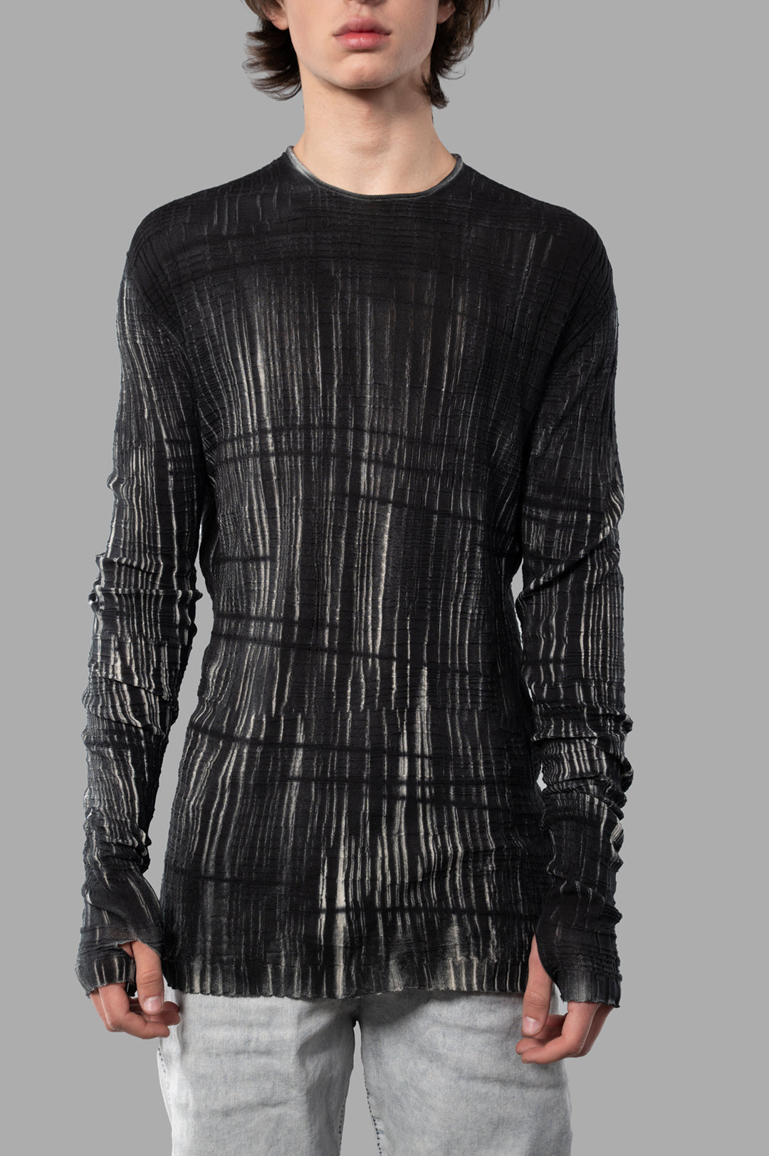 Ribbed Sweater with Stripes