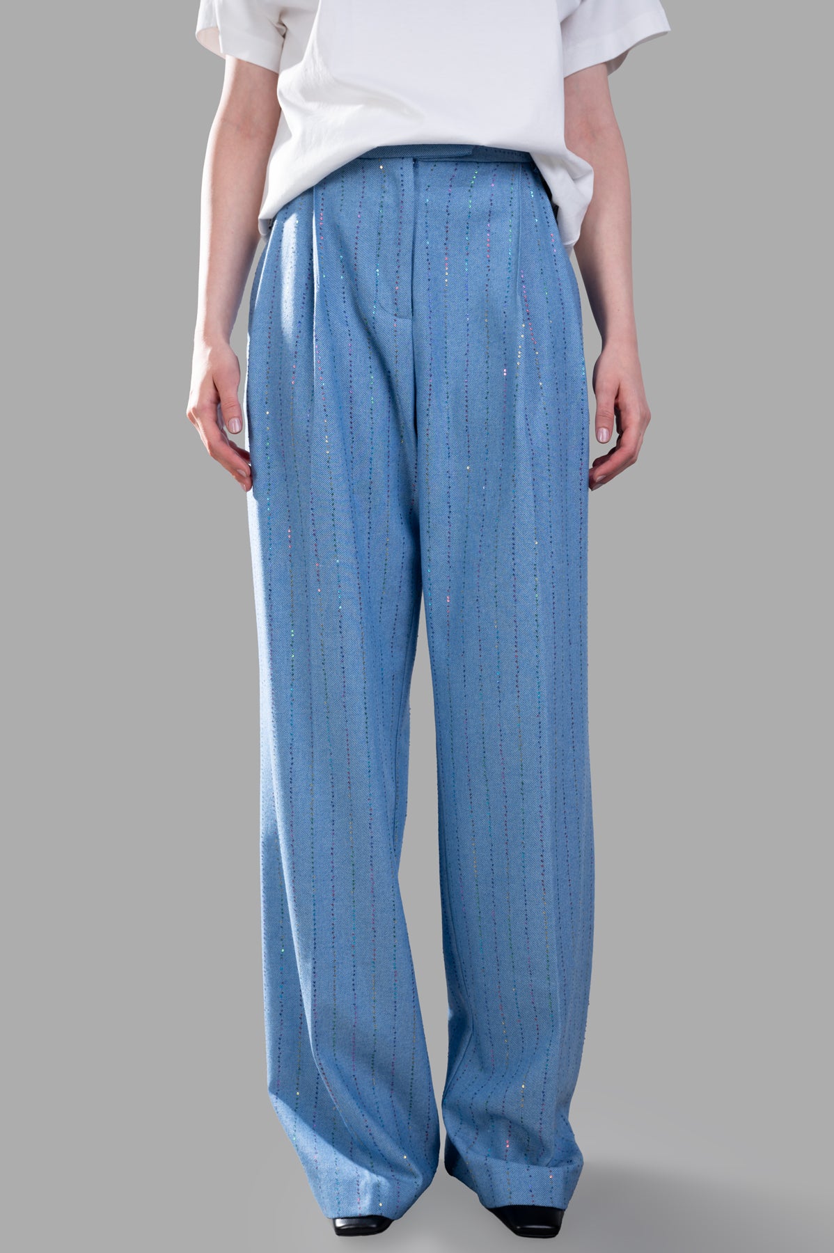 Sequinned-stripes Trousers
