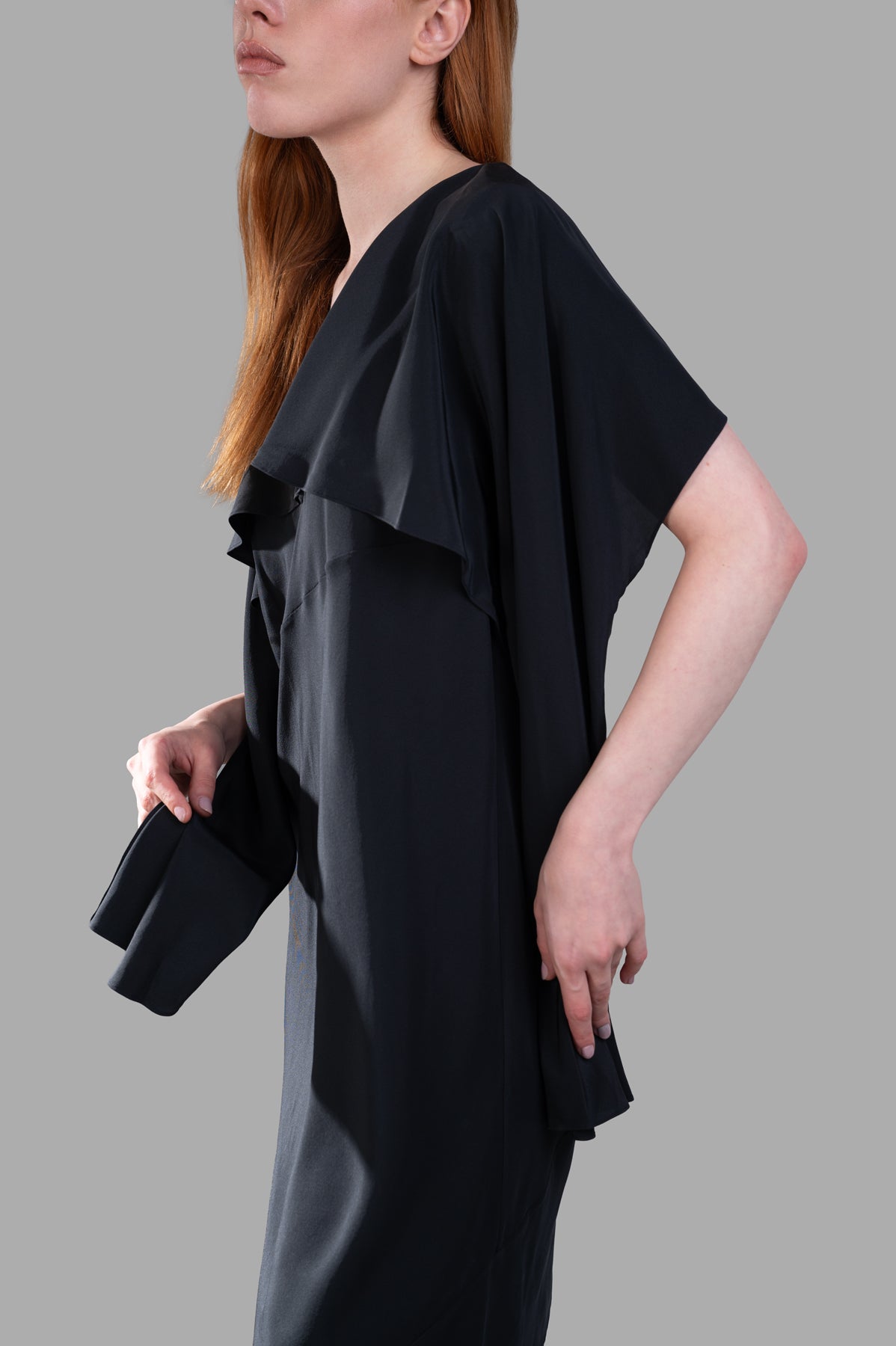 Scarf Dress in Black Silk