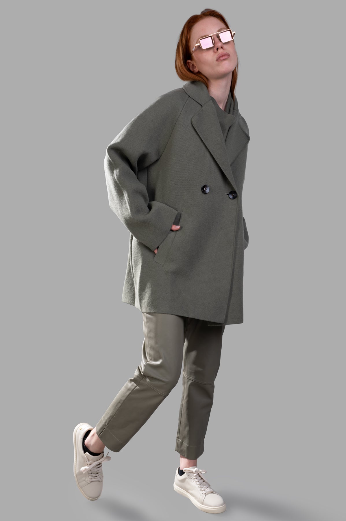 Olive Double-breasted Coat
