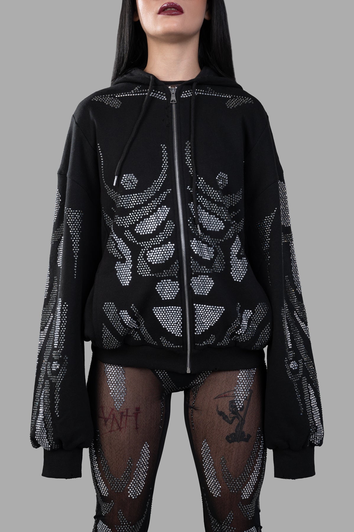 Rhinestone Embellished Hoodie
