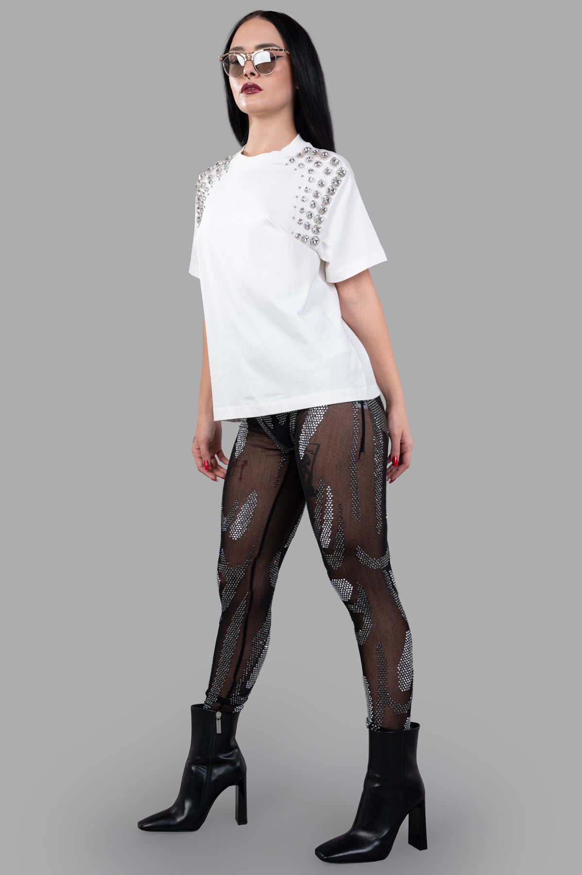 Rhinestones Embellished Leggings