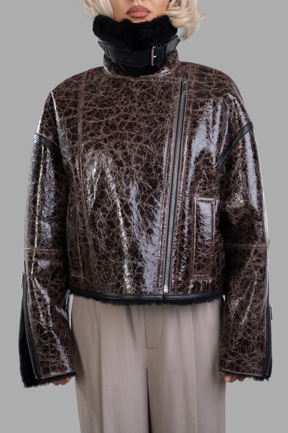 Crinkled Leather Jacket