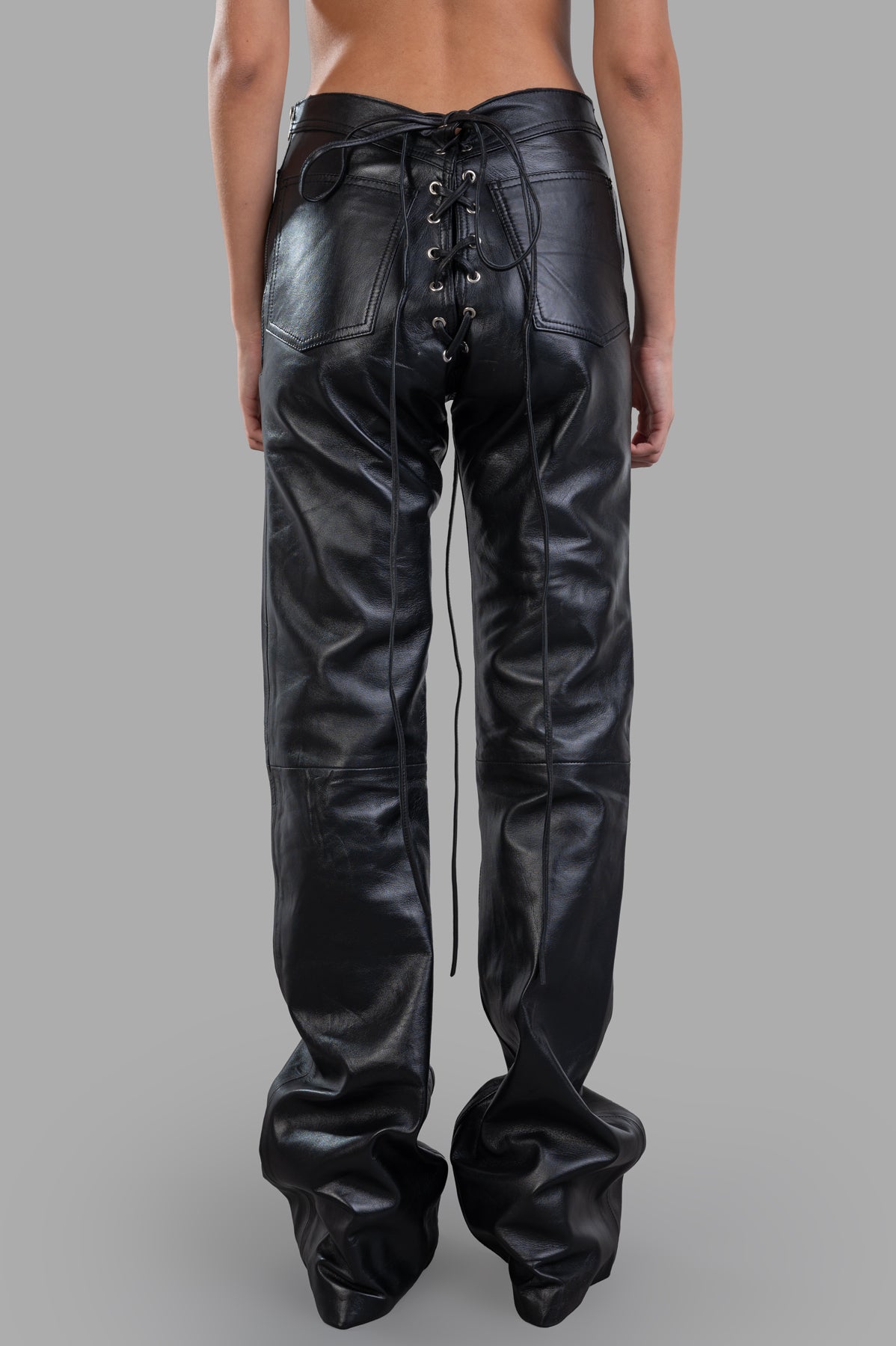 Lace-Up Leather Pants