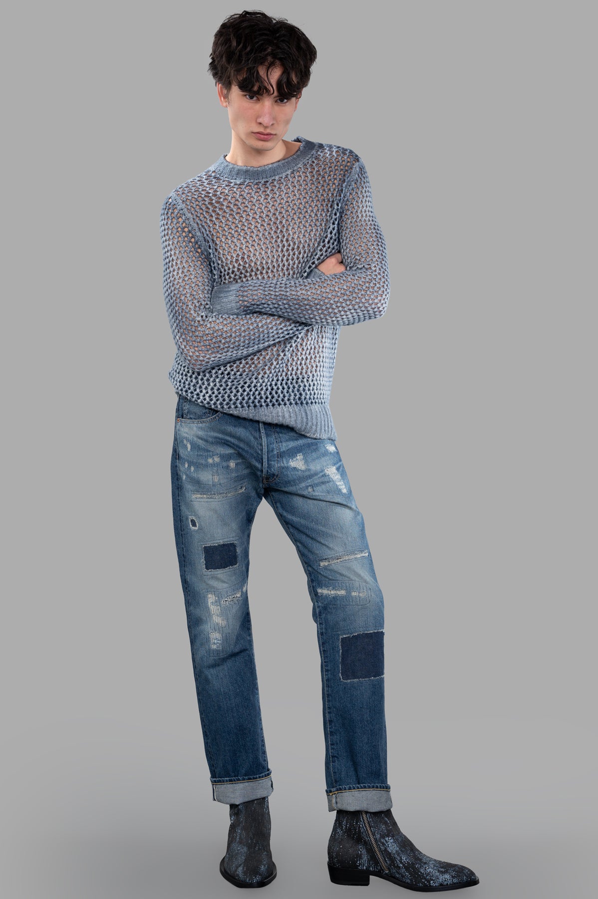 Blue Open-knit Sweater