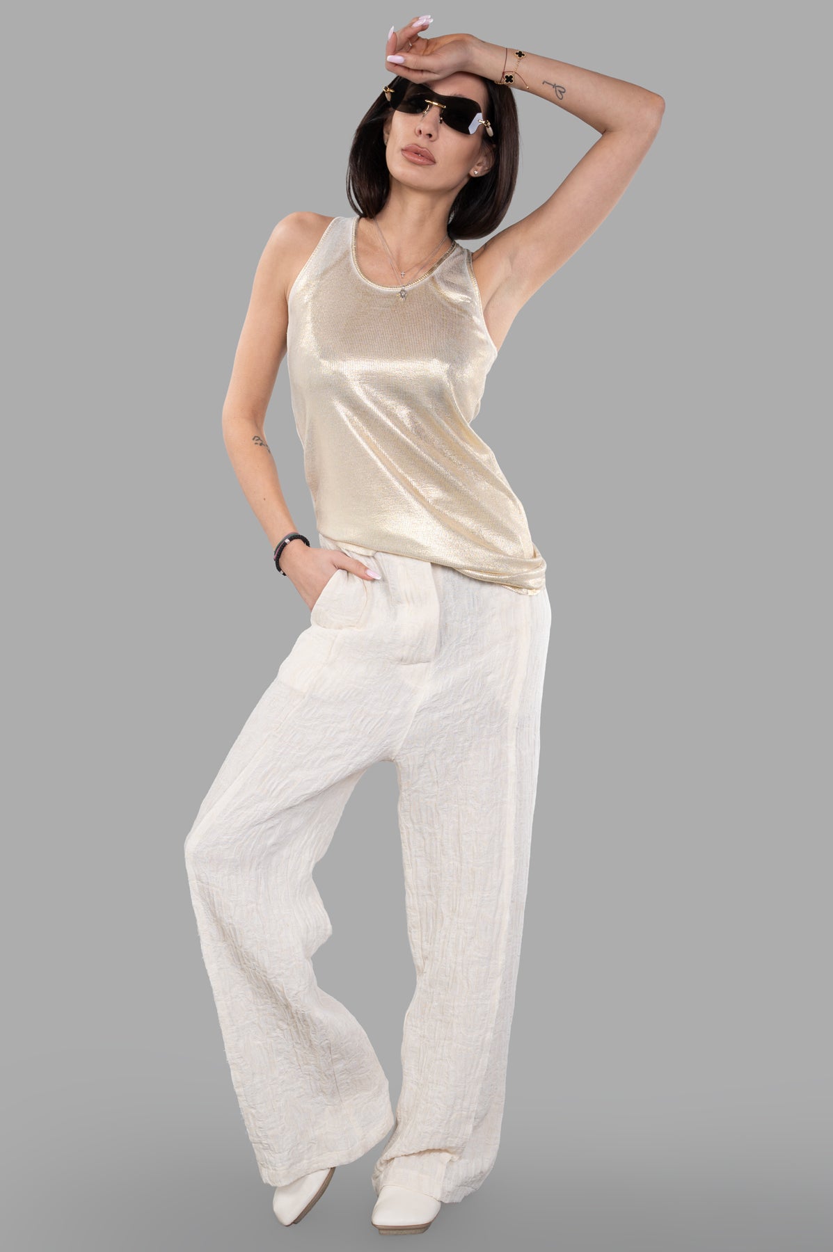 Lamé Ribbed Tank Top