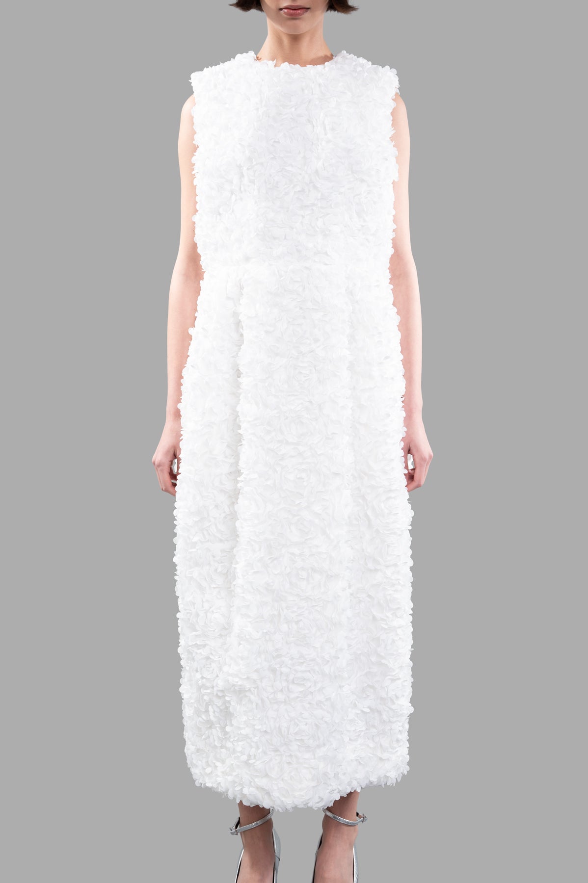 Flower-embroidery Midi Dress