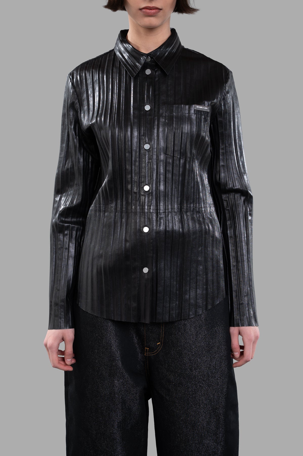 Pleated Leather Shirt