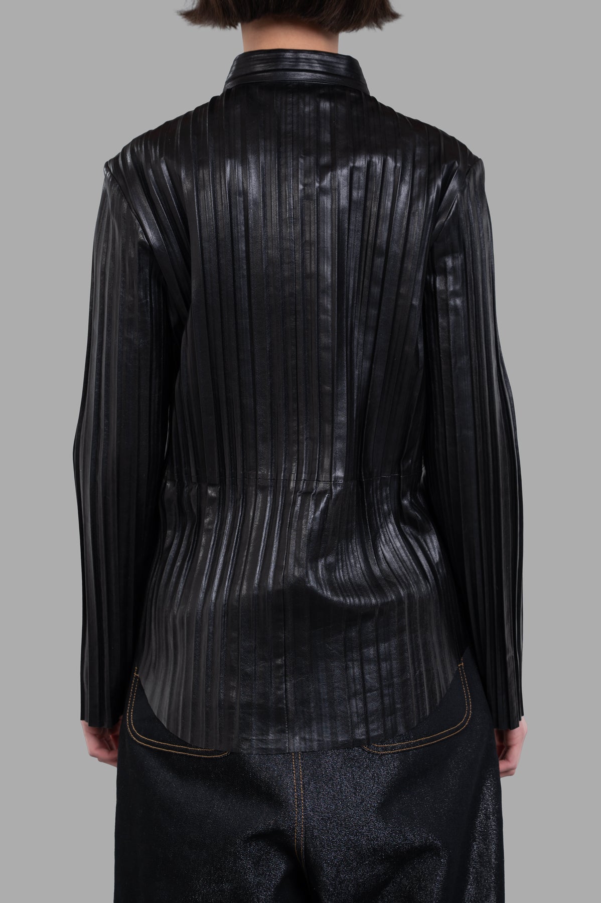 Pleated Leather Shirt