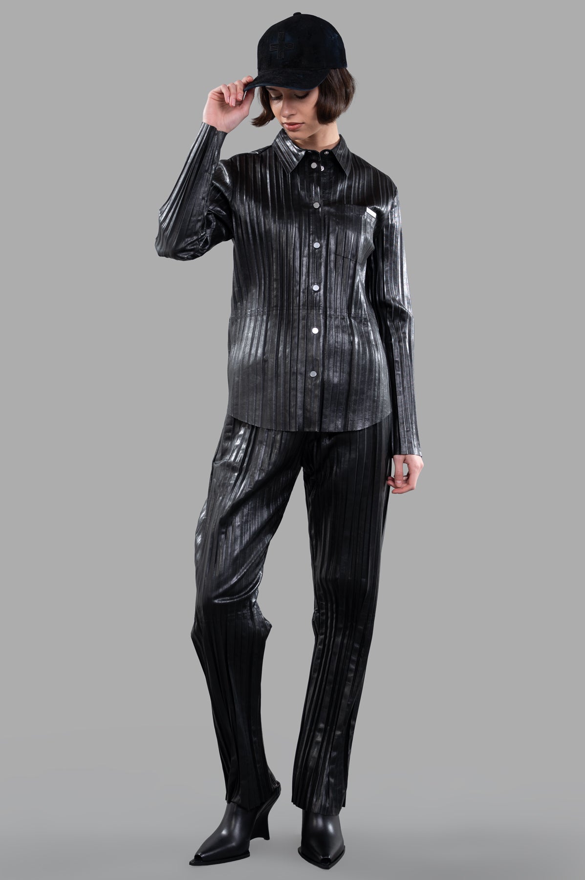 Pleated Leather Car Trousers