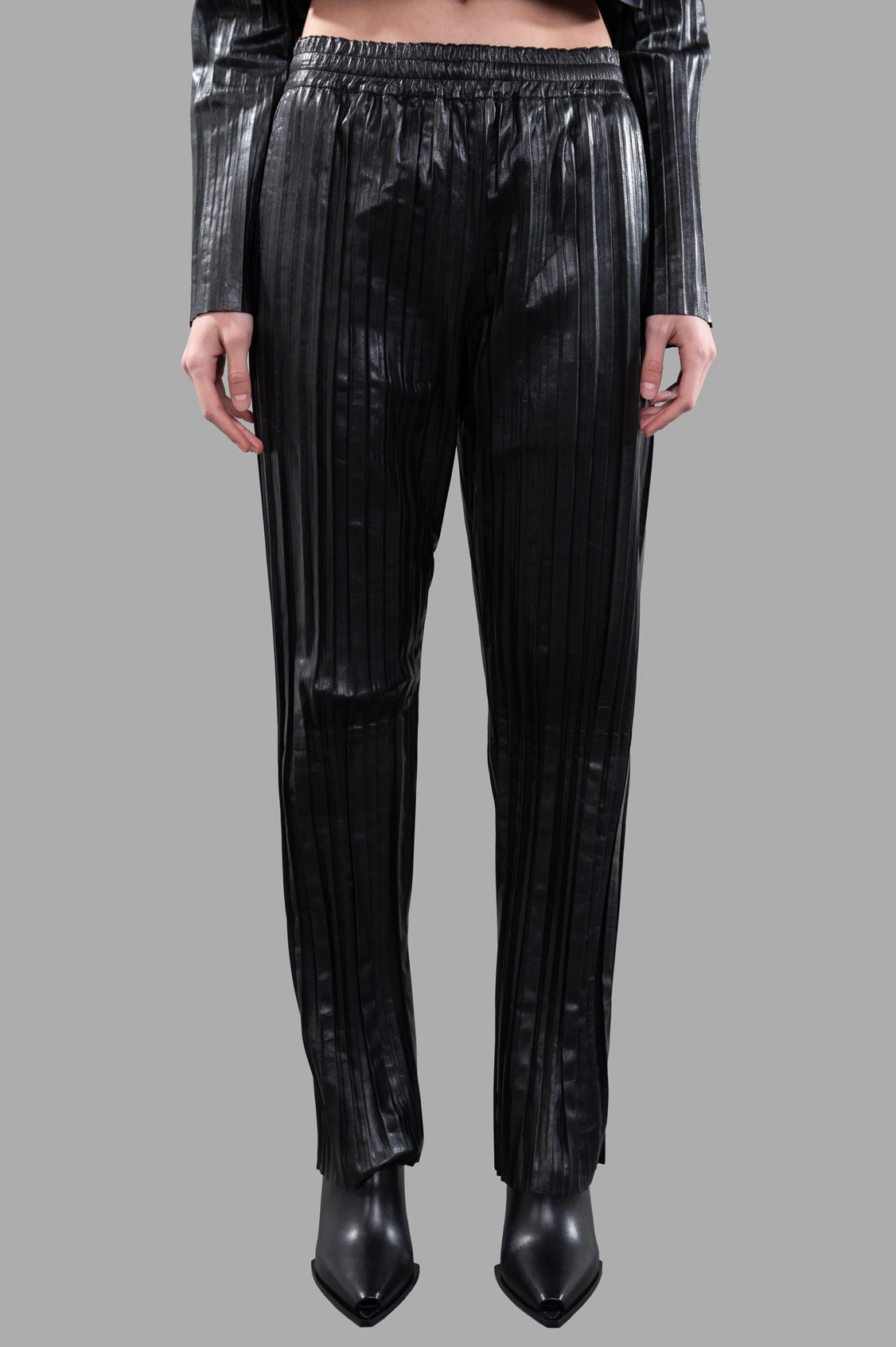 Pleated Leather Car Trousers