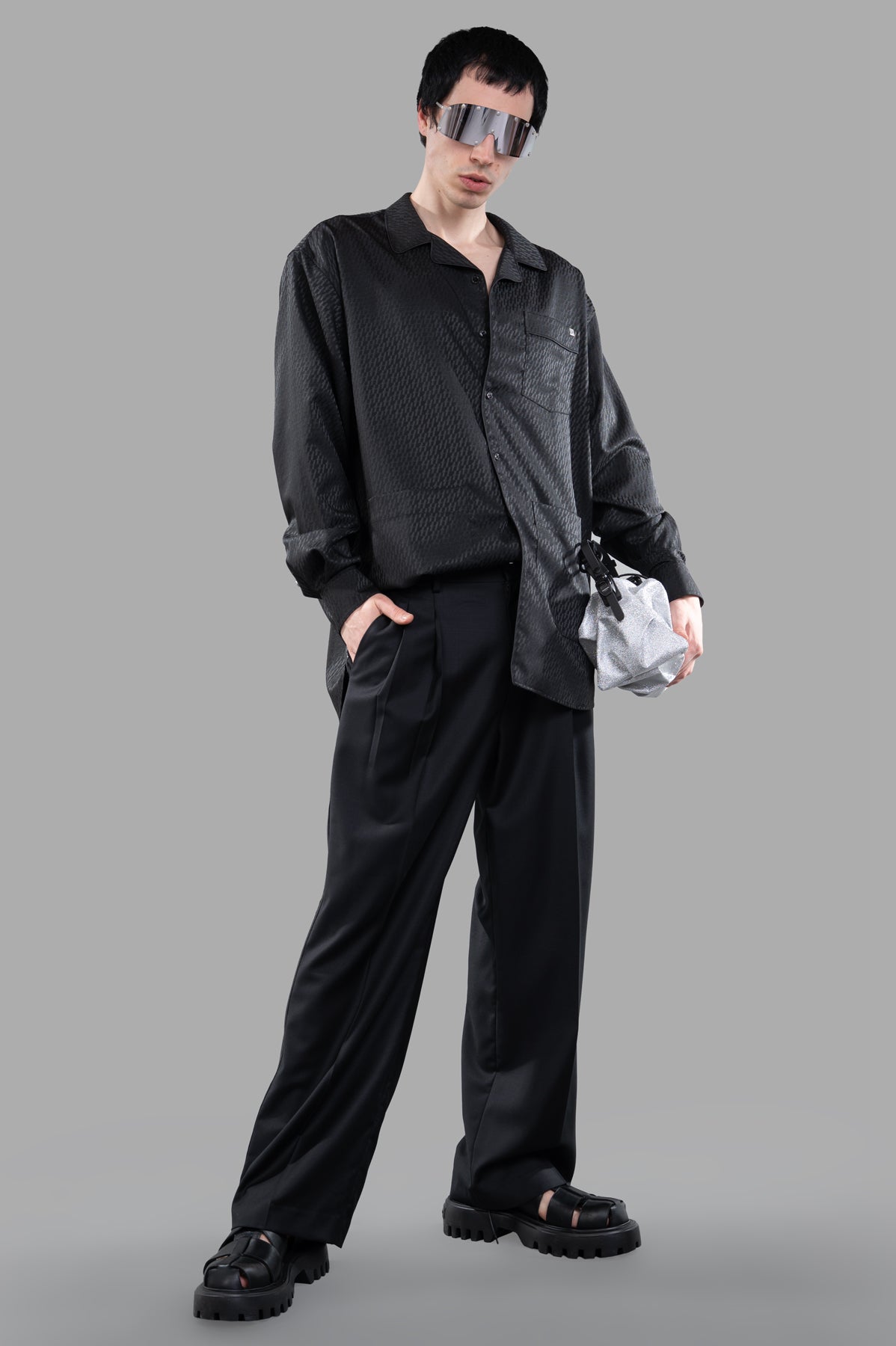 Zip Double-Pleated Trousers