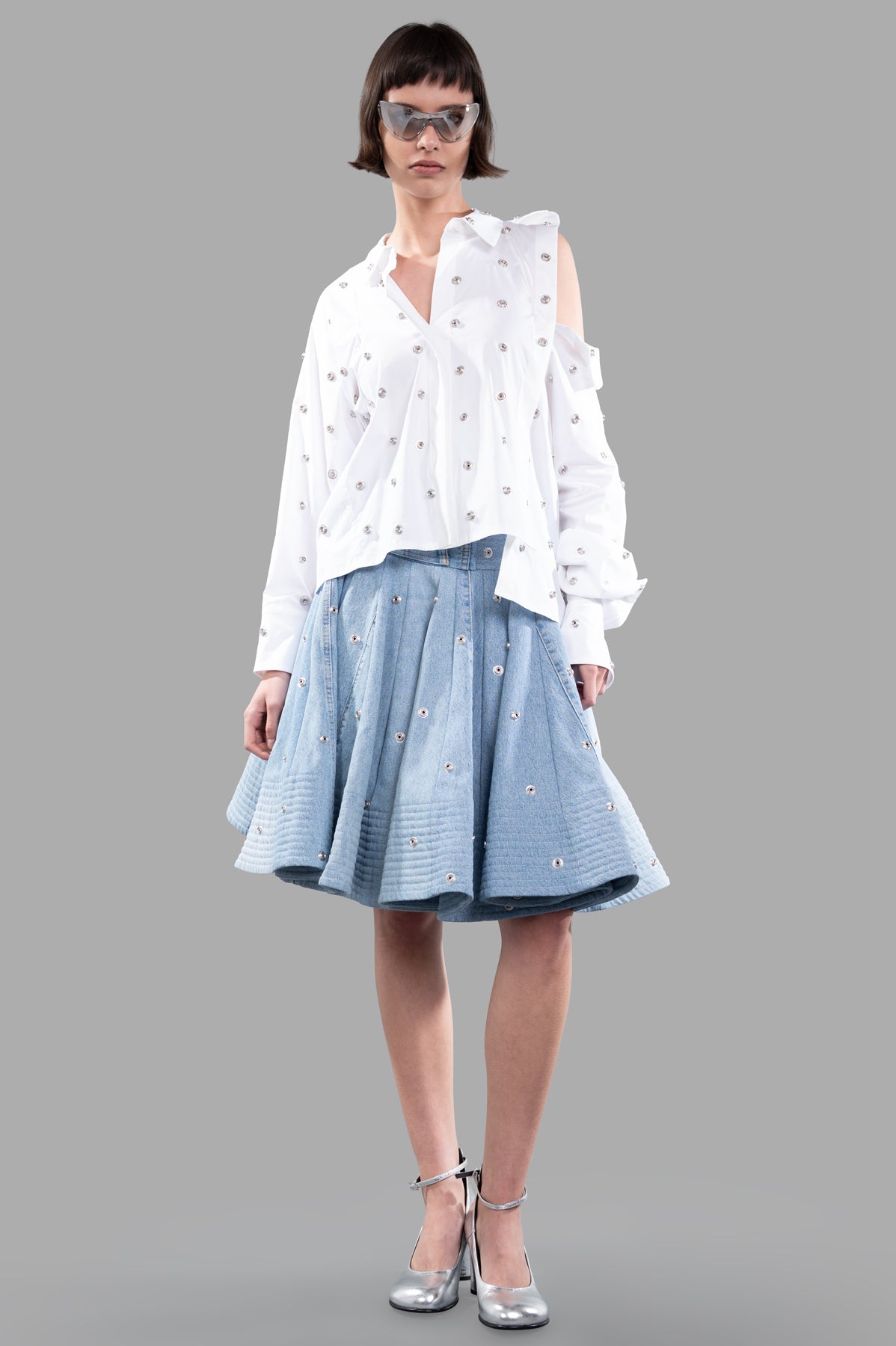 Studded Double-collar Shirt
