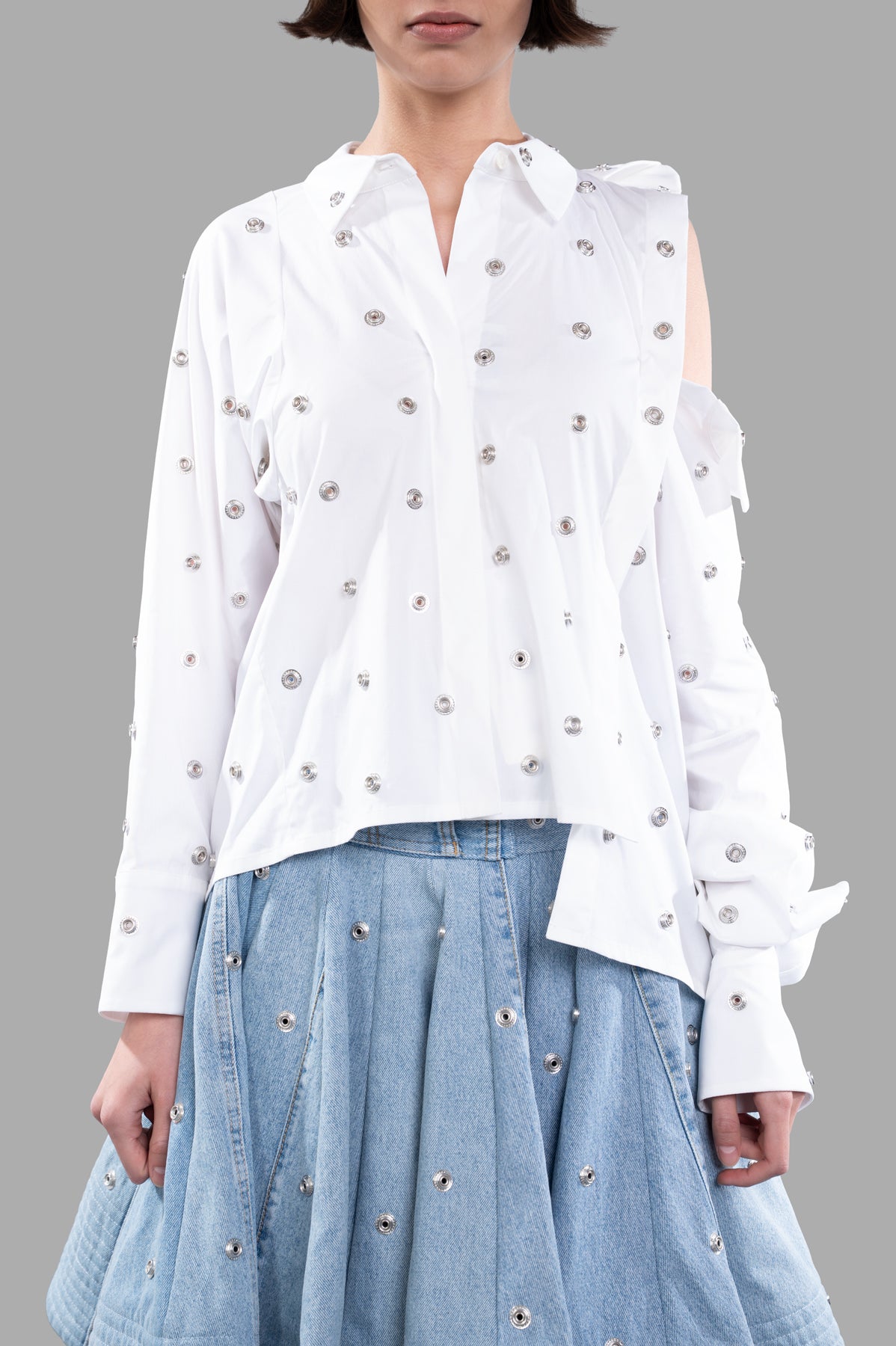 Studded Double-collar Shirt