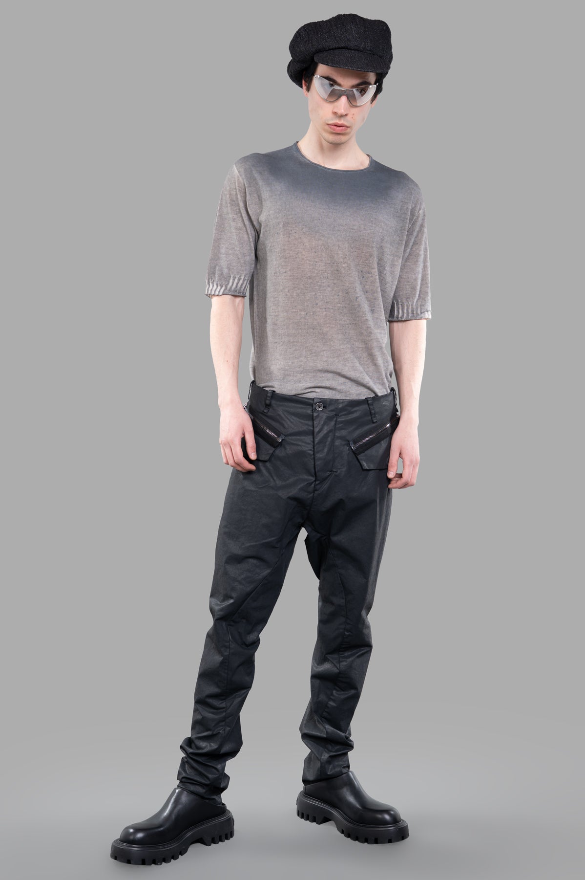Coated Drop-crotch Pants