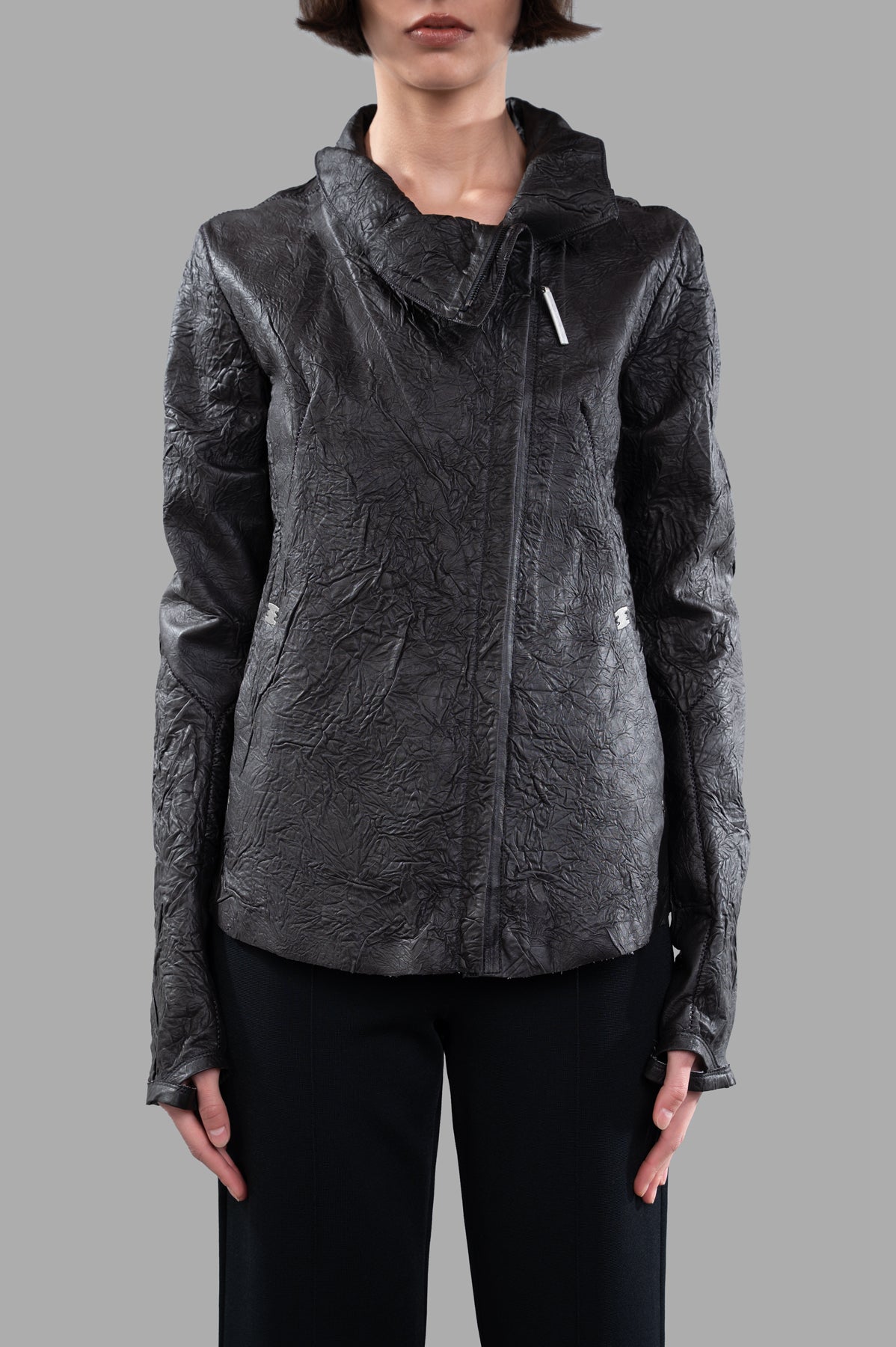 Crinkled Leather Jacket