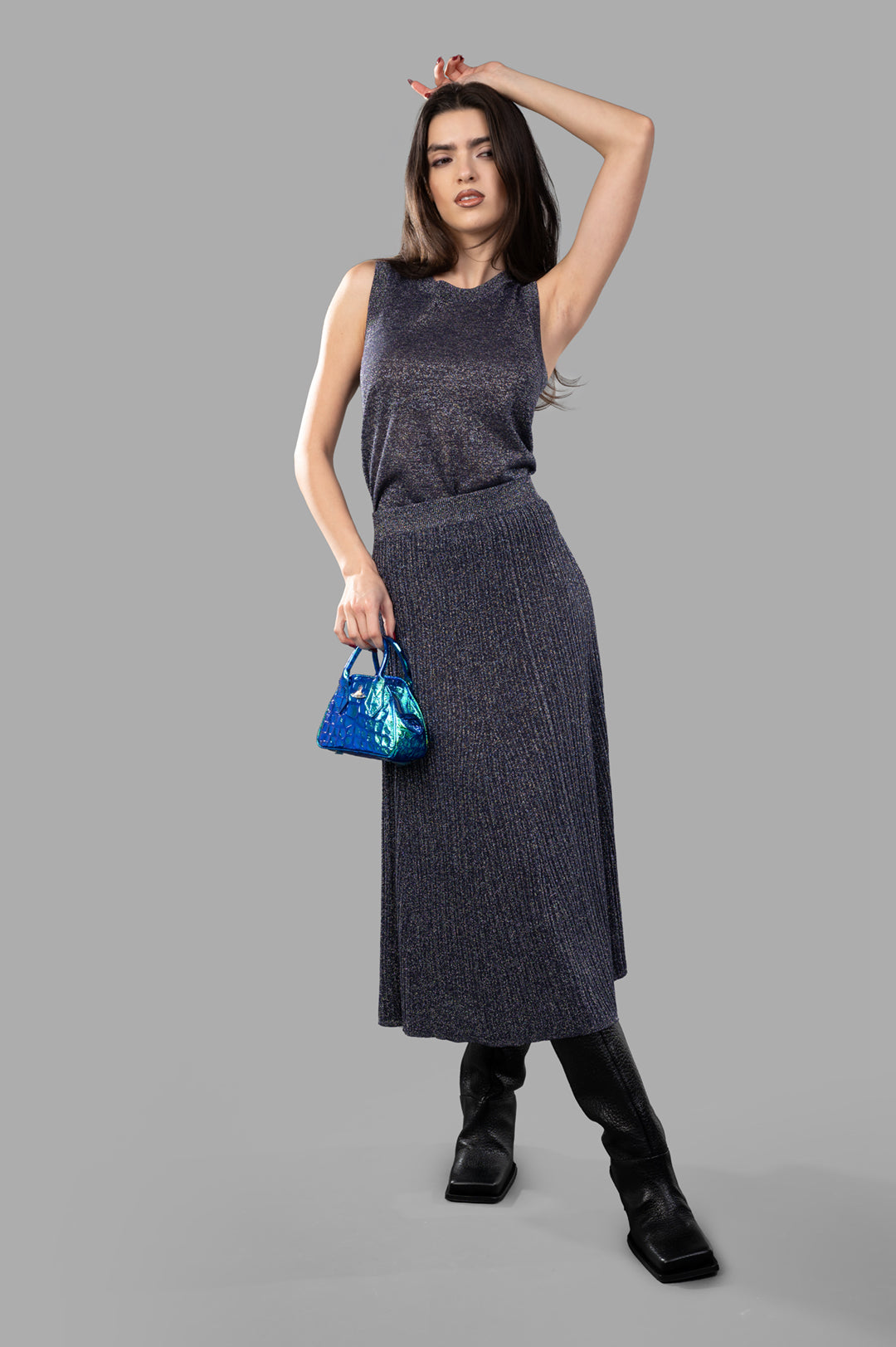 Metallic Fibre Knit Skirt