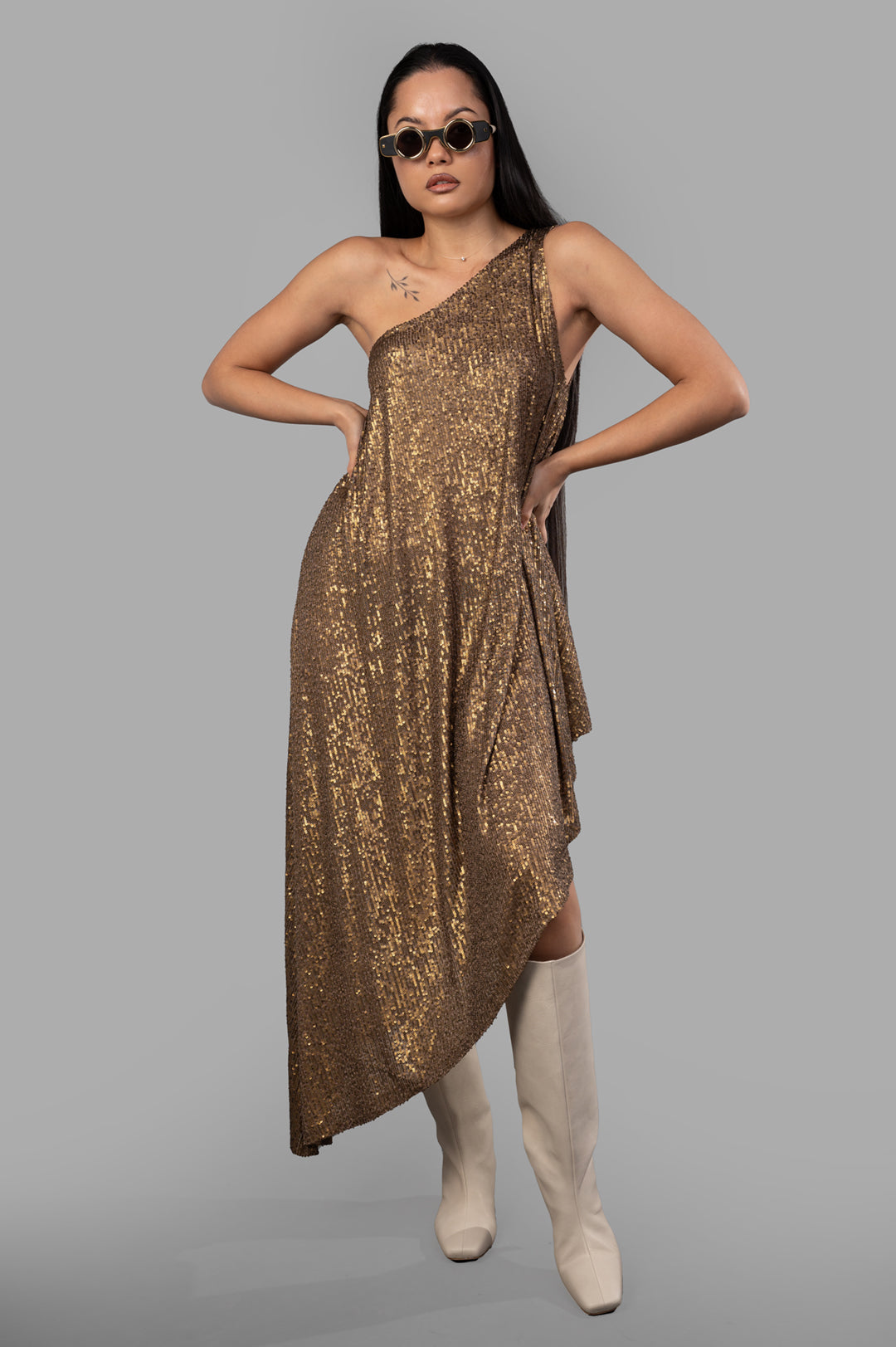 One-shoulder Diagonal Tunic