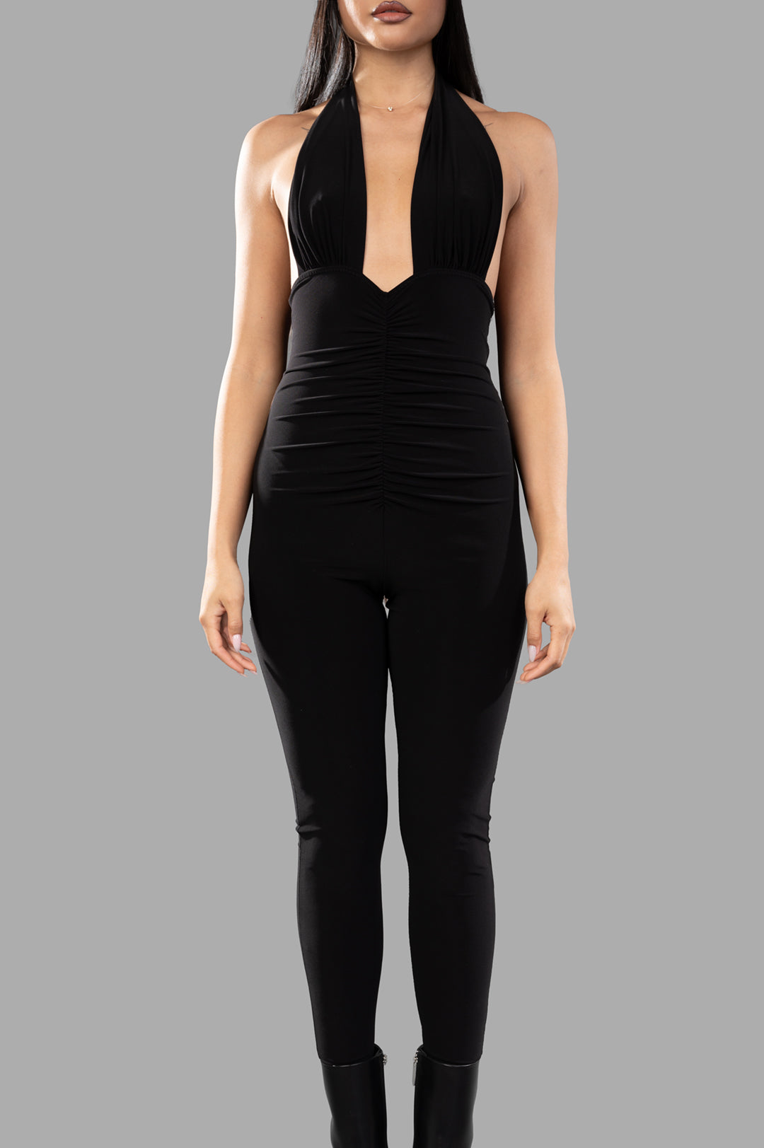 Halter Shirred Catsuit