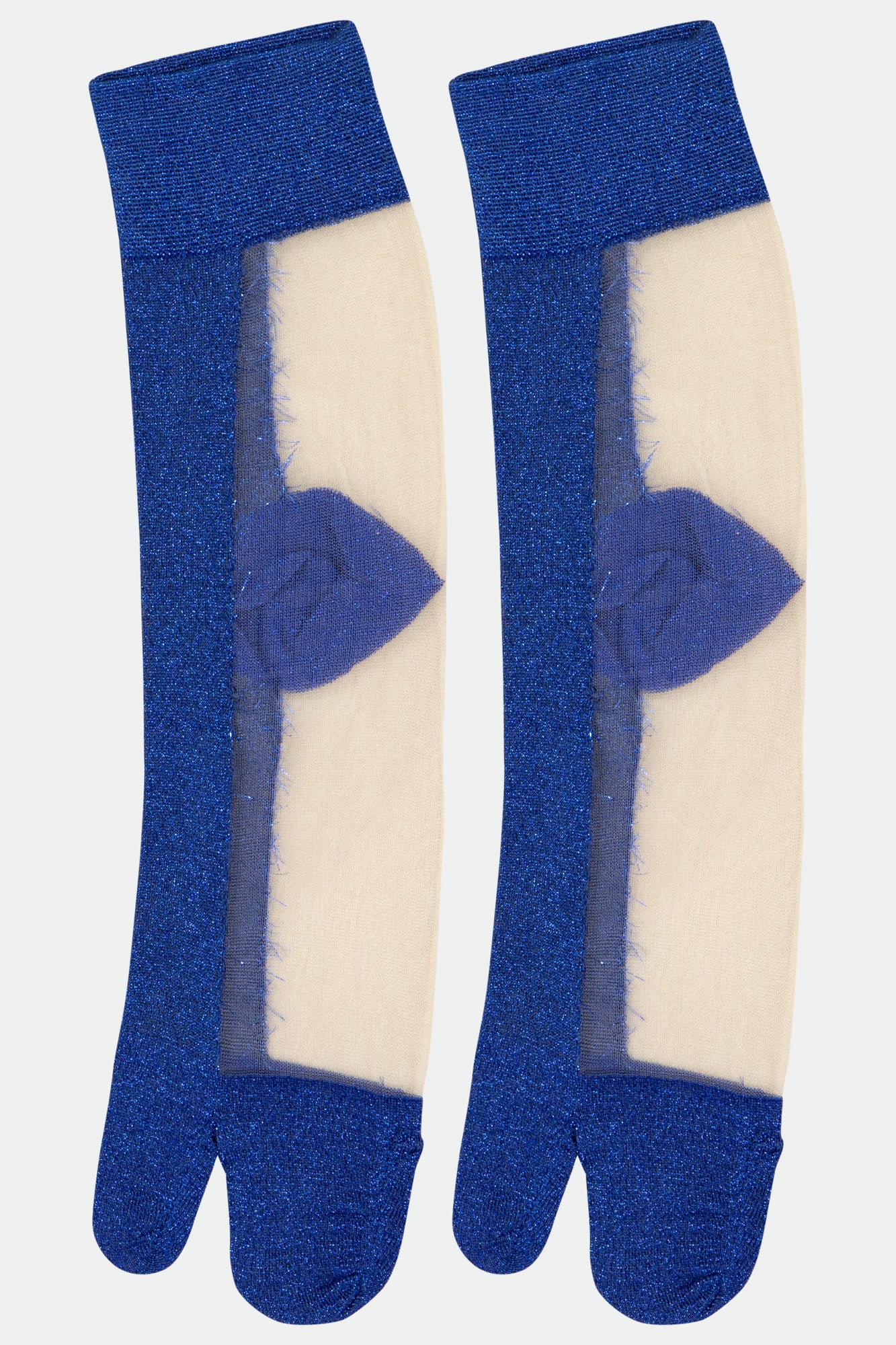Blue Glitter See-Through Tabi Socks