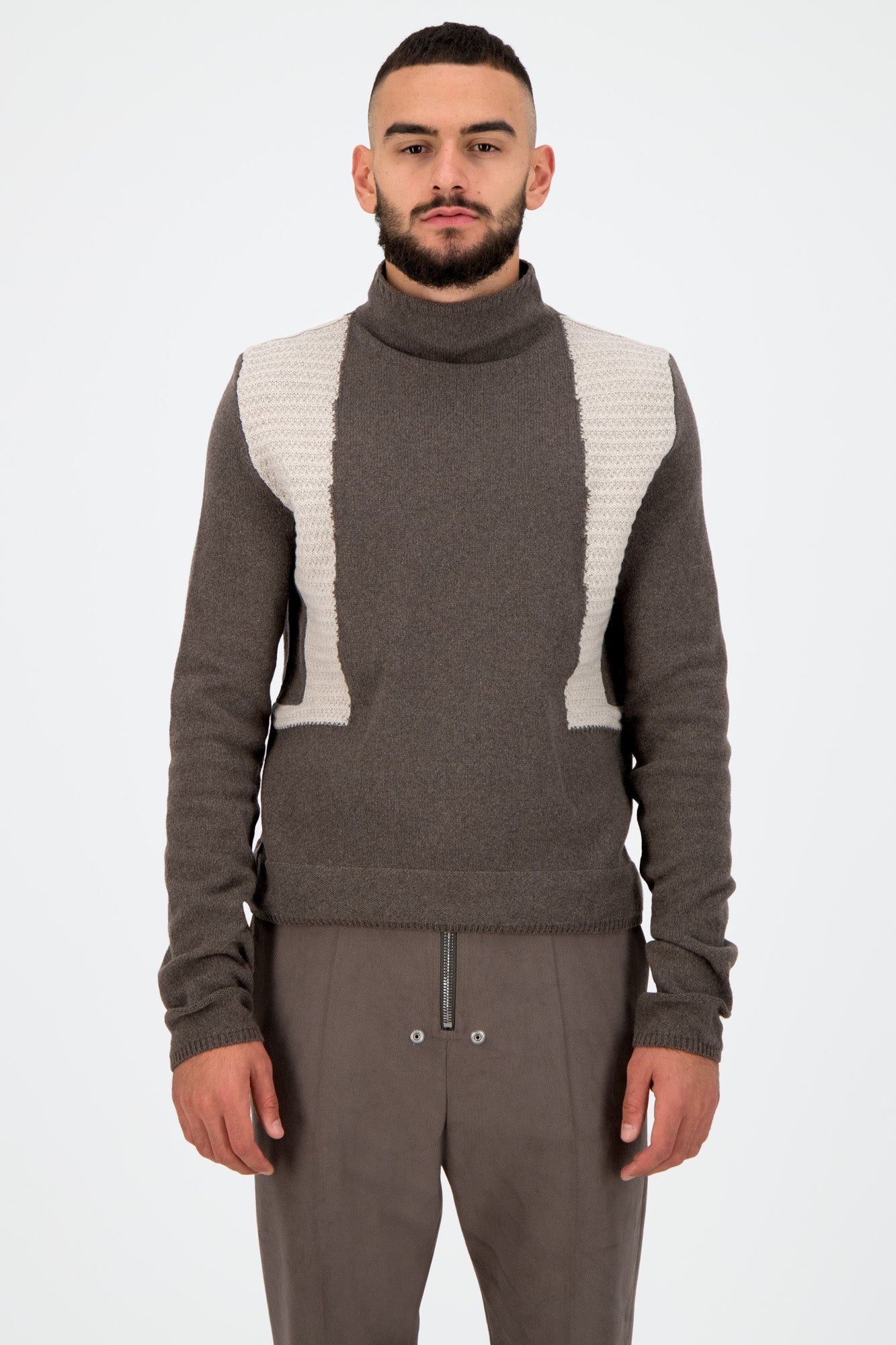 Turtleneck Sweater with Different Textures