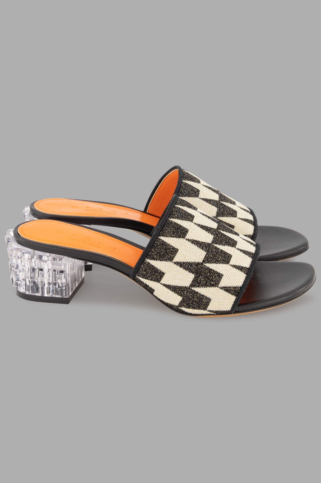 Crystal-heel patterned sandals
